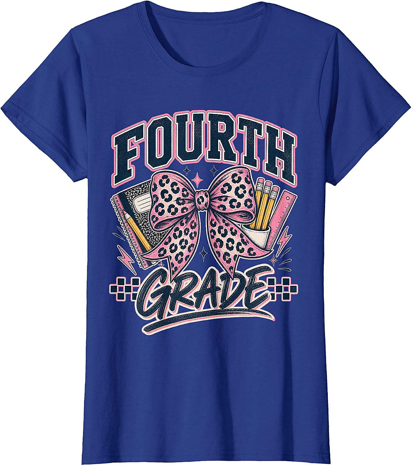  Fourth Grade Leopard Bow Preppy Back to School Tee