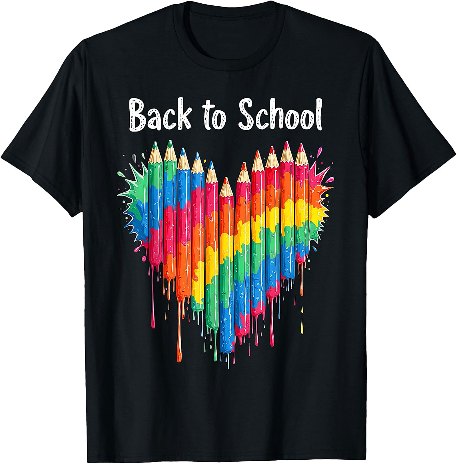 Vibrant Back to School Pencils Heart T-Shirt | Art Tee