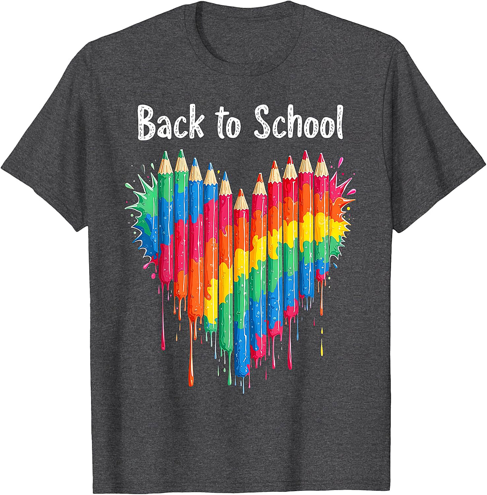 Vibrant Back to School Pencils Heart T-Shirt | Art Tee