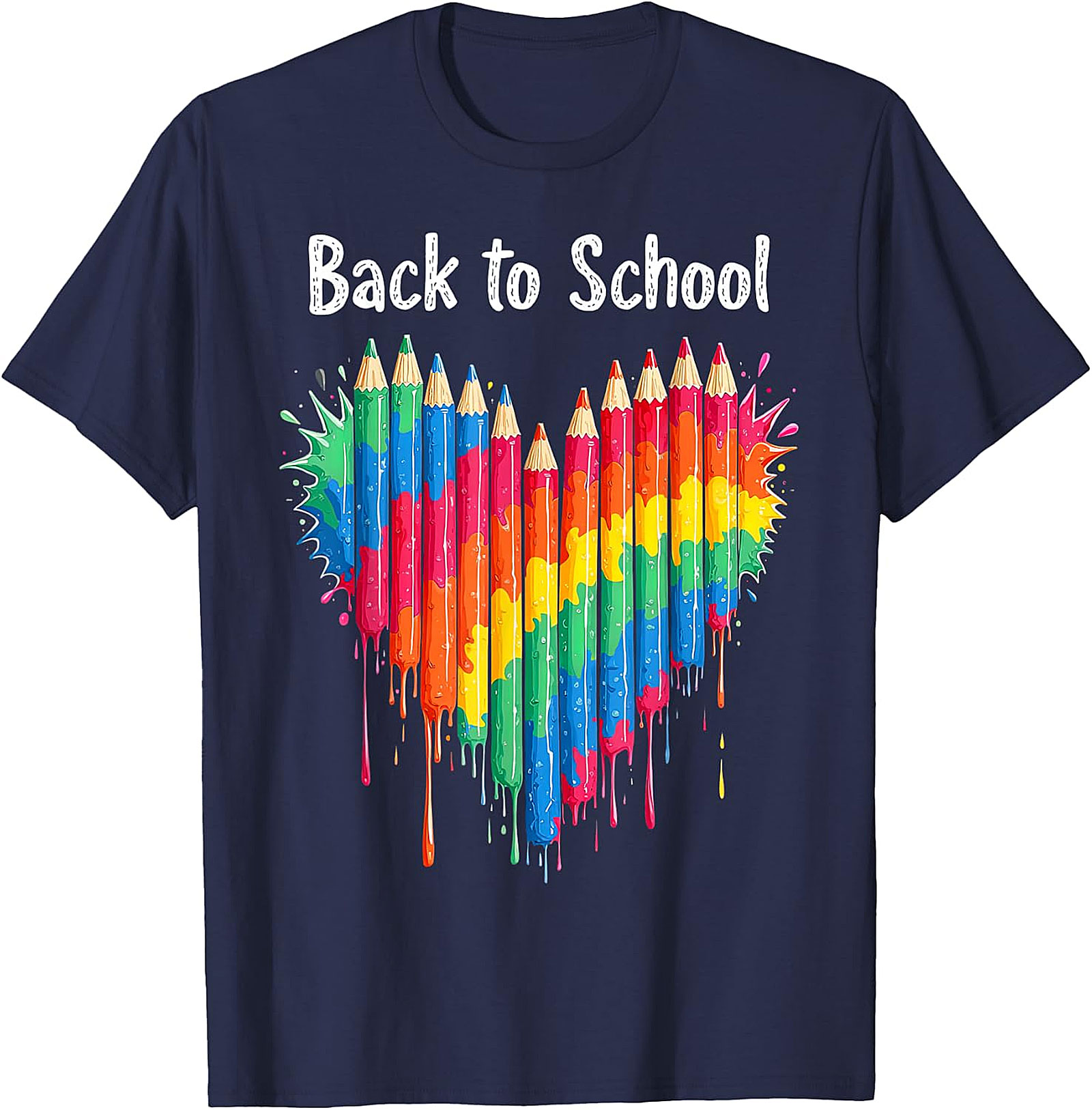 Vibrant Back to School Pencils Heart T-Shirt | Art Tee