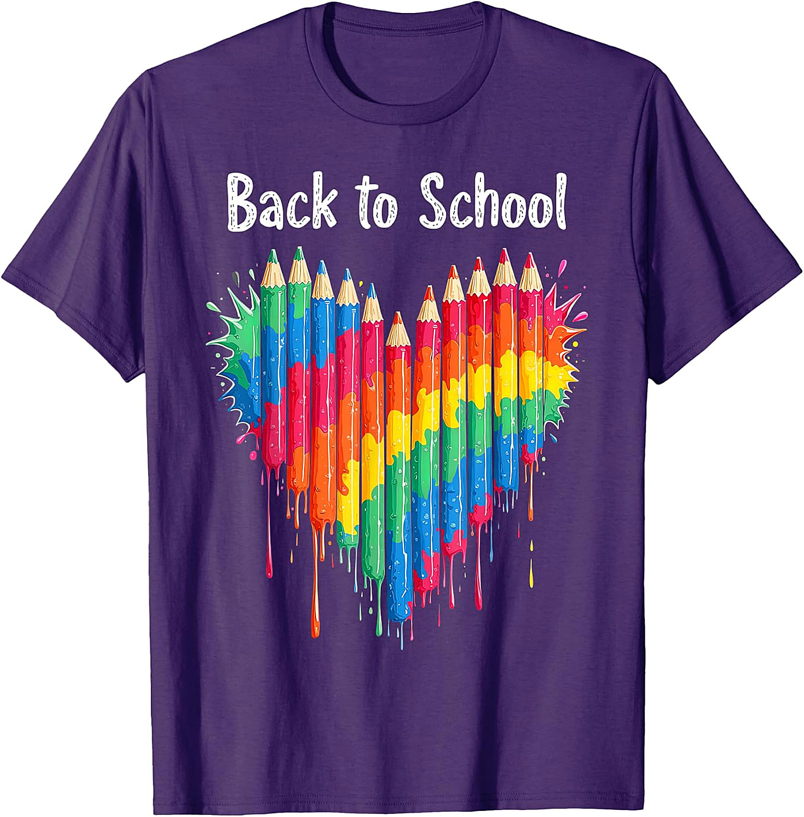 Vibrant Back to School Pencils Heart T-Shirt | Art Tee