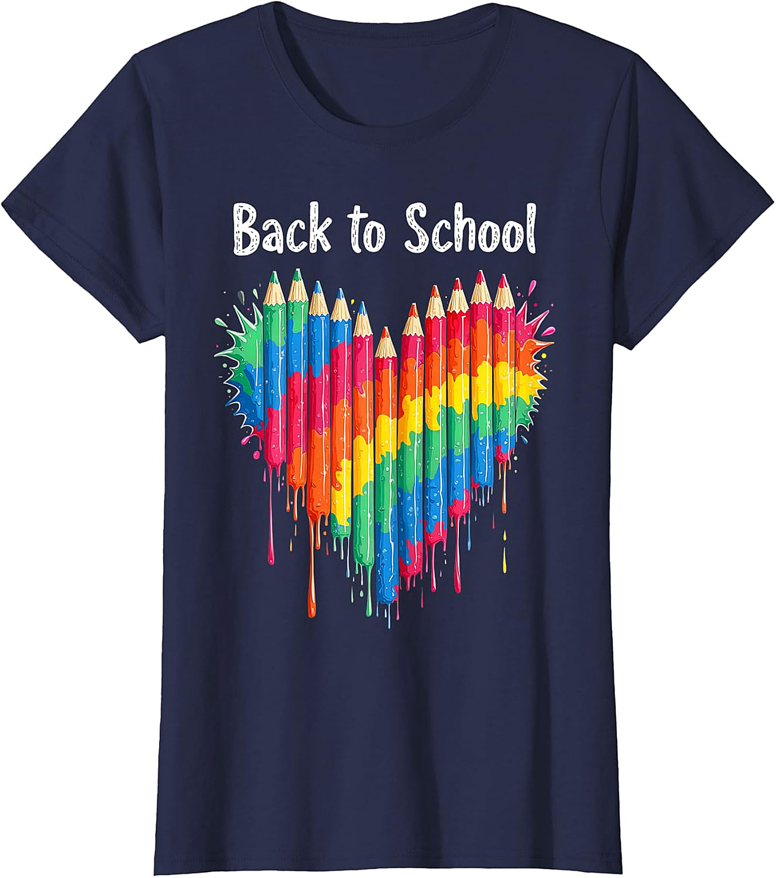 Vibrant Back to School Pencils Heart T-Shirt | Art Tee