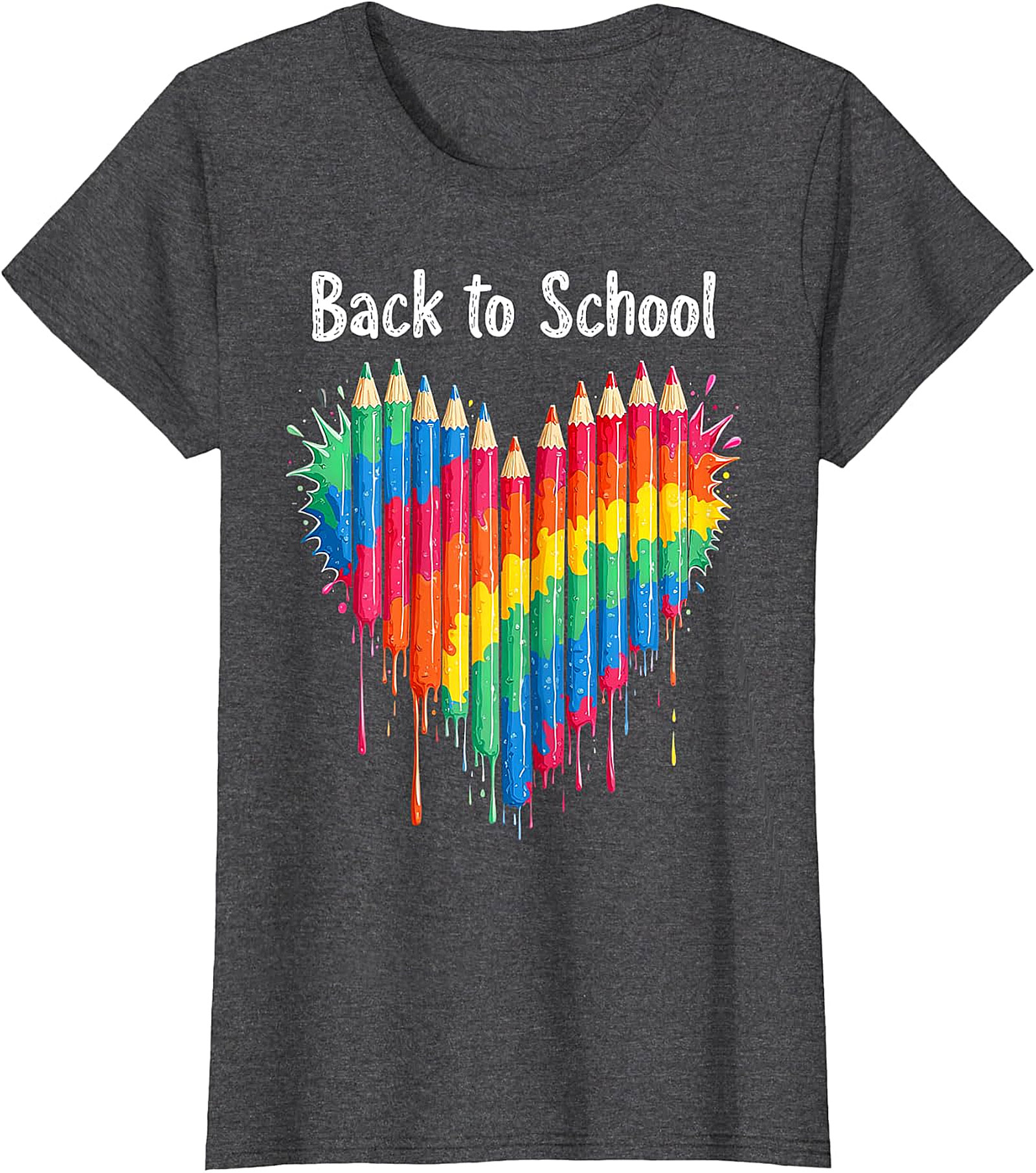 Vibrant Back to School Pencils Heart T-Shirt | Art Tee