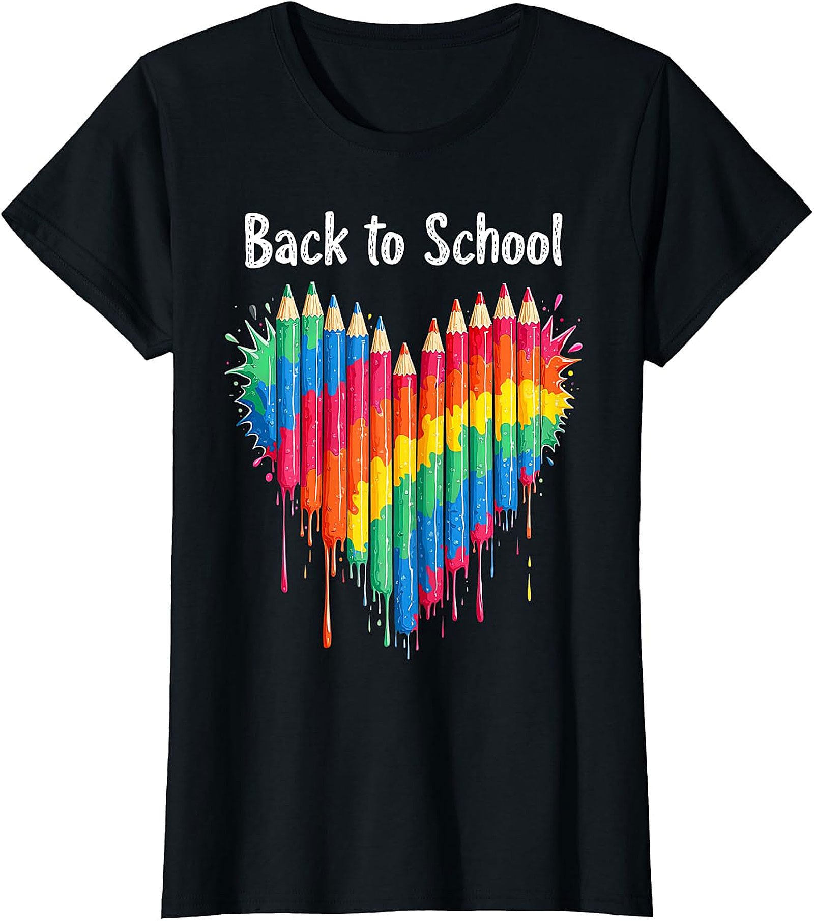 Vibrant Back to School Pencils Heart T-Shirt | Art Tee