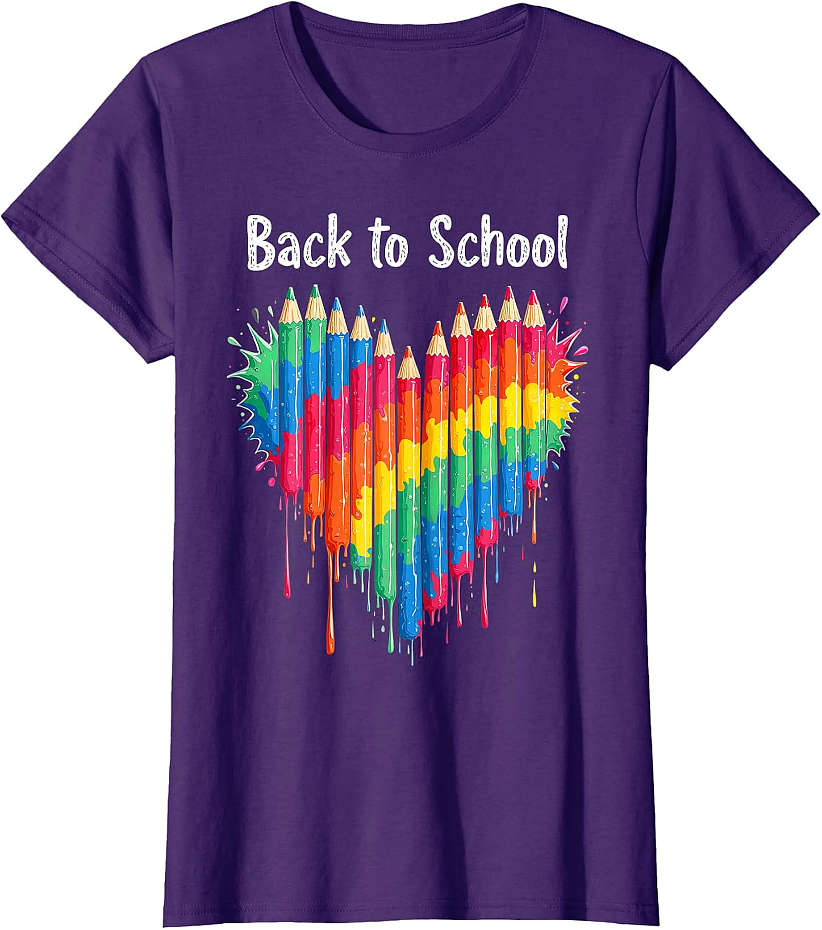 Vibrant Back to School Pencils Heart T-Shirt | Art Tee
