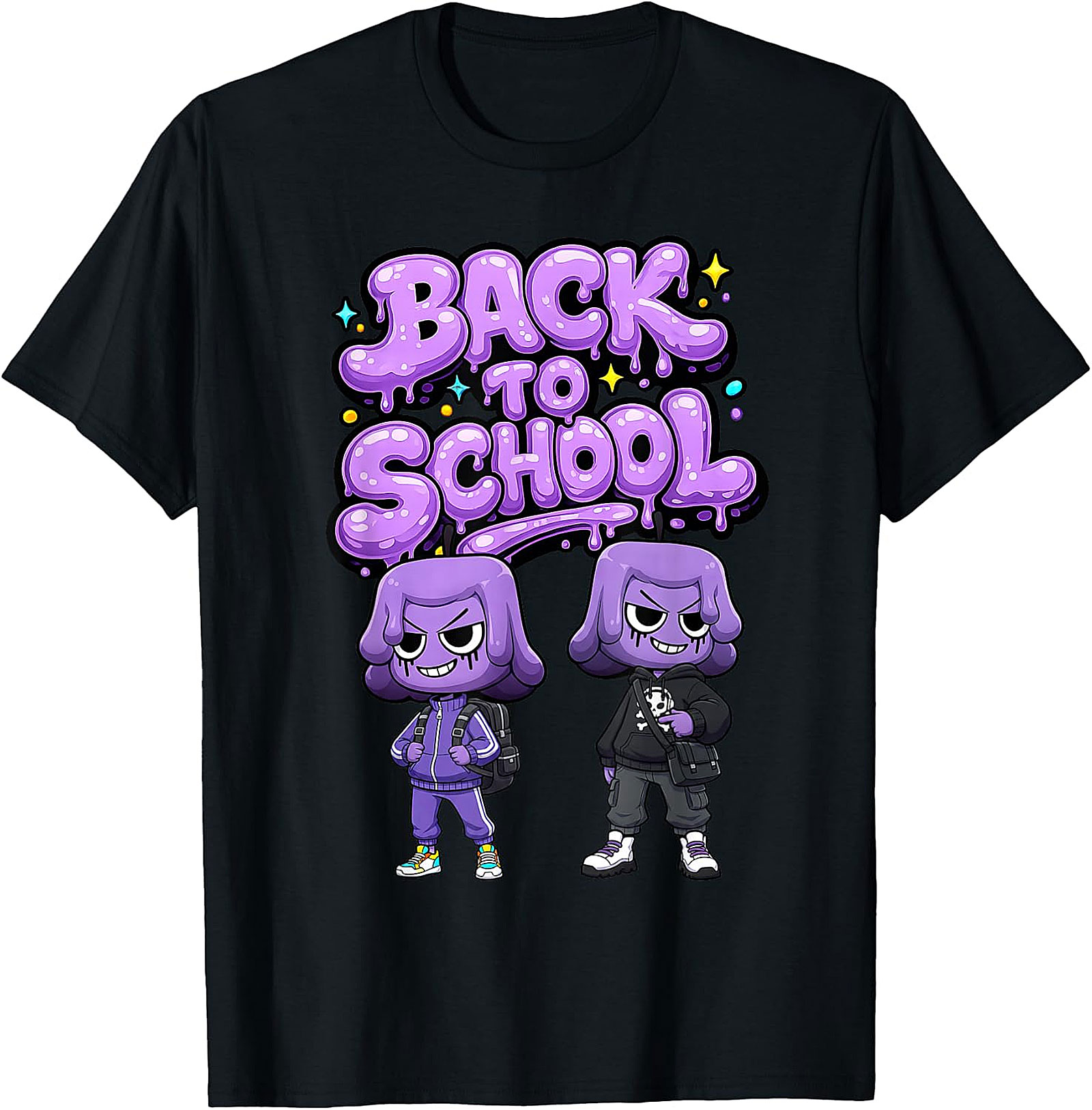 Unique Back To School Graphic T-Shirt - Purple Blob Design