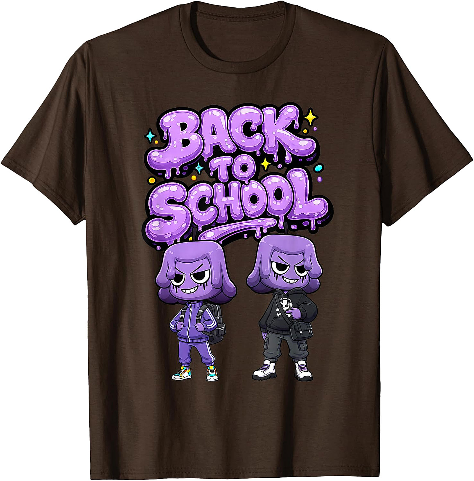 Unique Back To School Graphic T-Shirt - Purple Blob Design