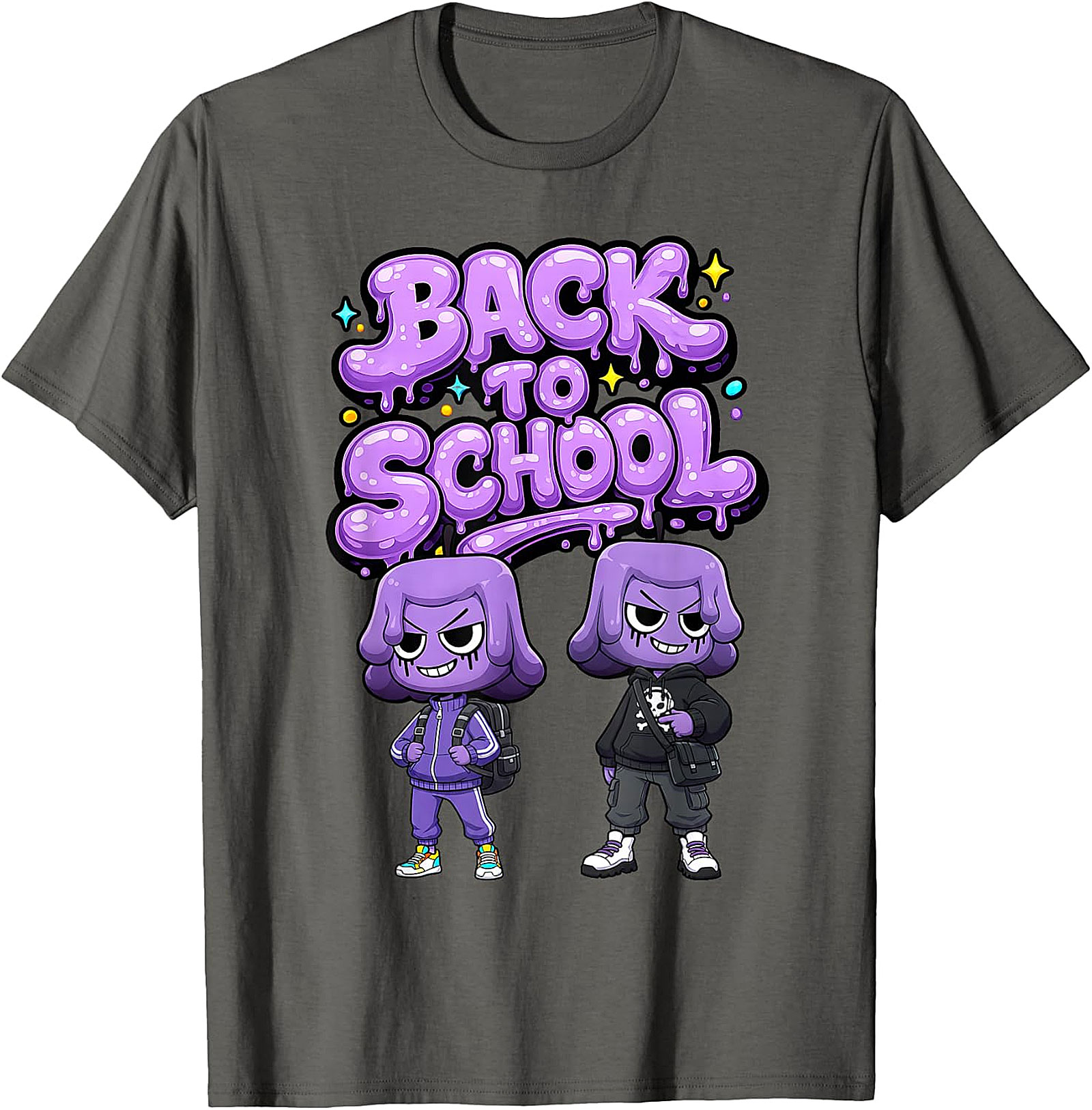 Unique Back To School Graphic T-Shirt - Purple Blob Design