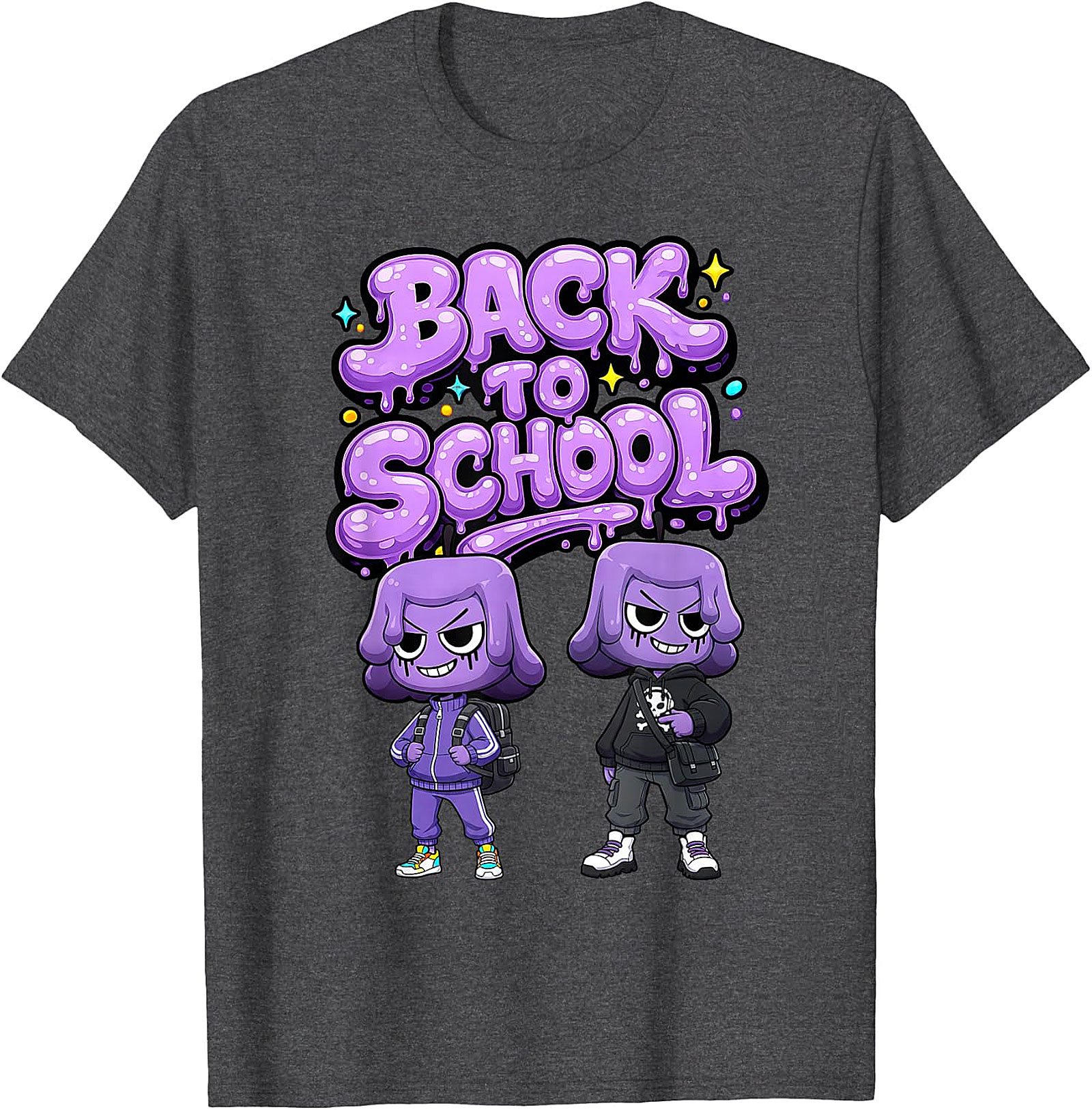 Unique Back To School Graphic T-Shirt - Purple Blob Design