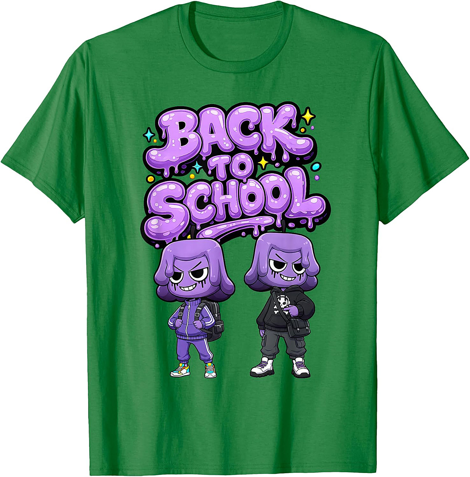 Unique Back To School Graphic T-Shirt - Purple Blob Design
