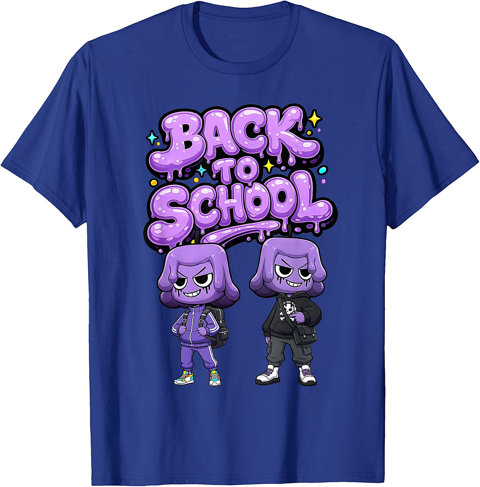 Unique Back To School Graphic T-Shirt - Purple Blob Design