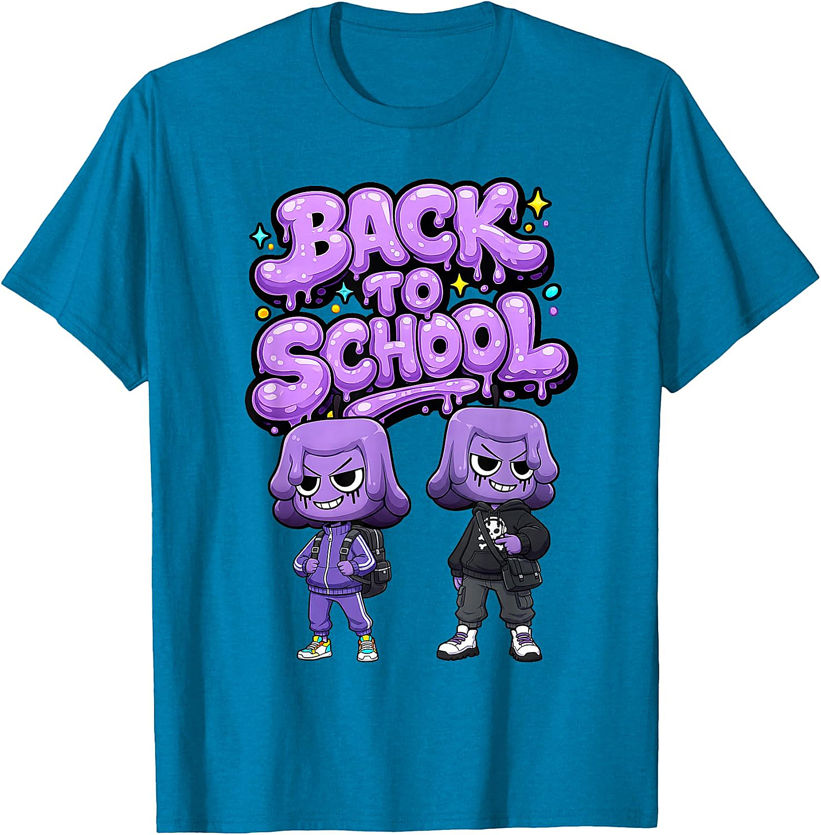 Unique Back To School Graphic T-Shirt - Purple Blob Design