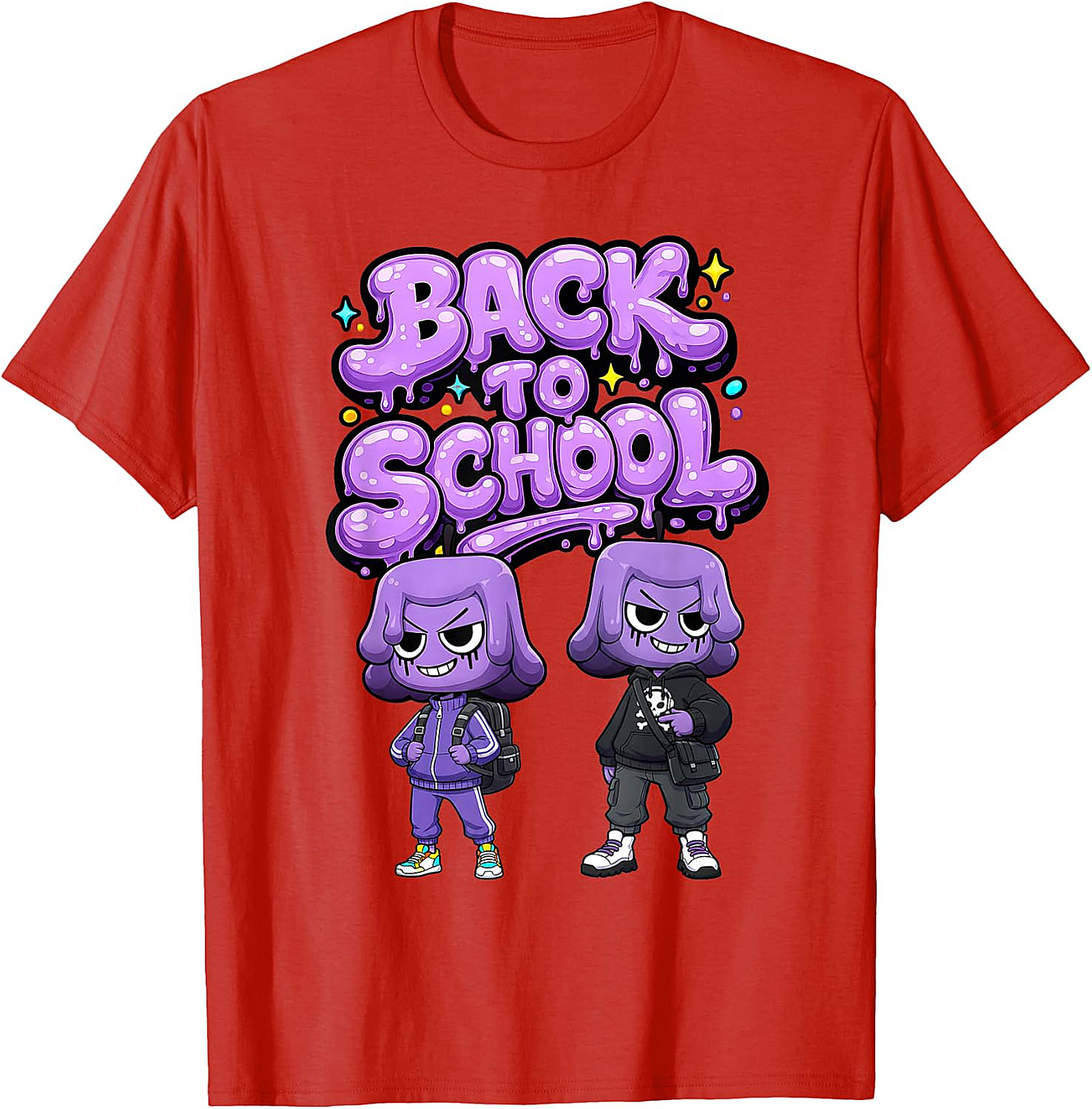 Unique Back To School Graphic T-Shirt - Purple Blob Design