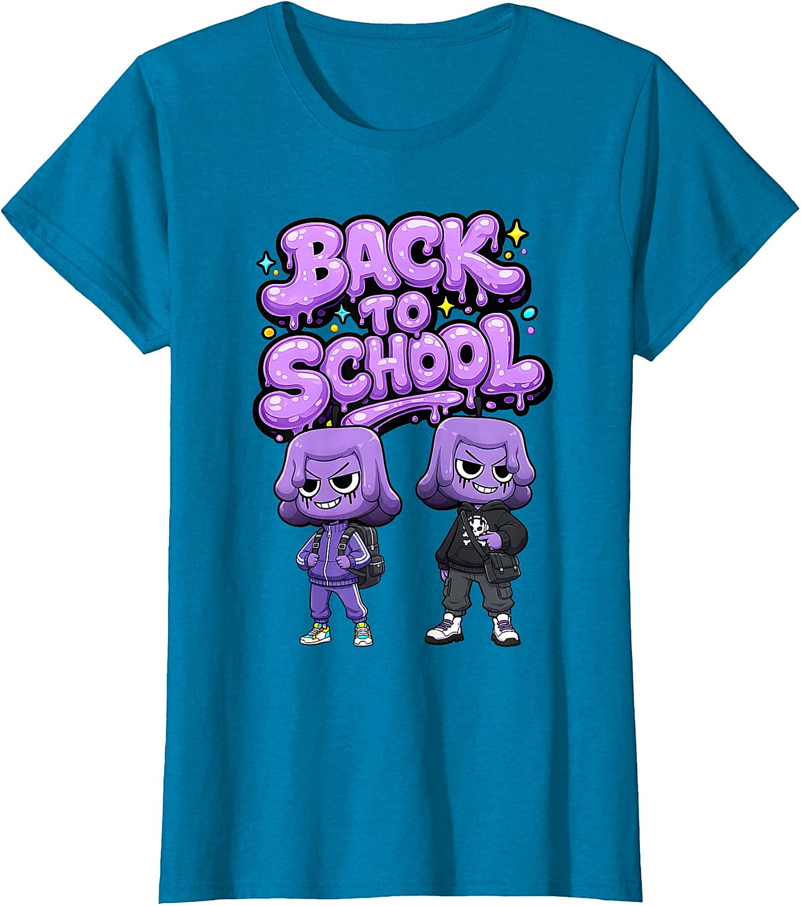 Unique Back To School Graphic T-Shirt - Purple Blob Design
