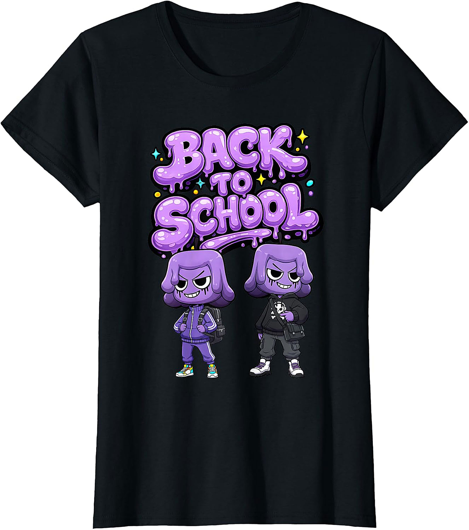 Unique Back To School Graphic T-Shirt - Purple Blob Design
