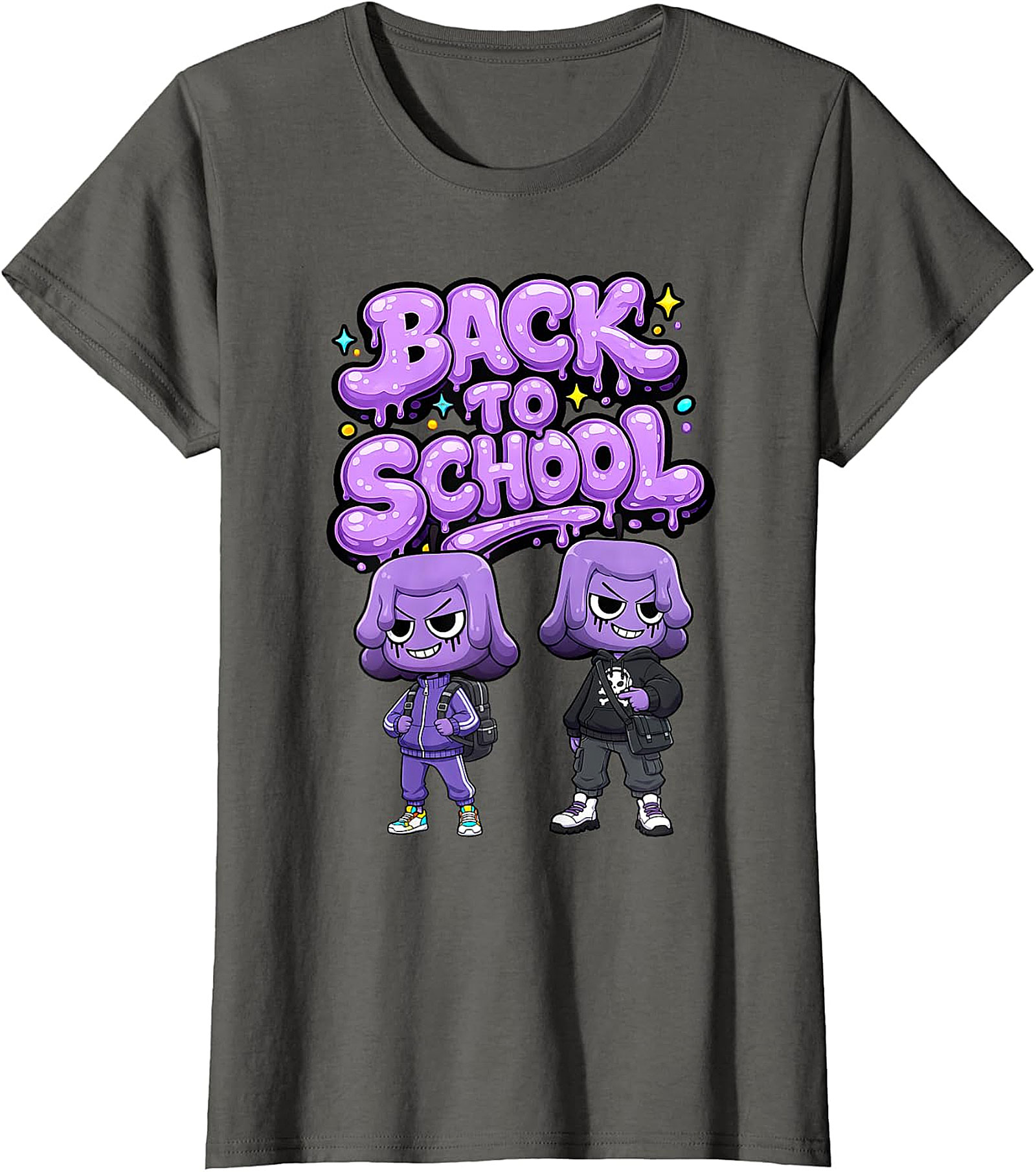 Unique Back To School Graphic T-Shirt - Purple Blob Design