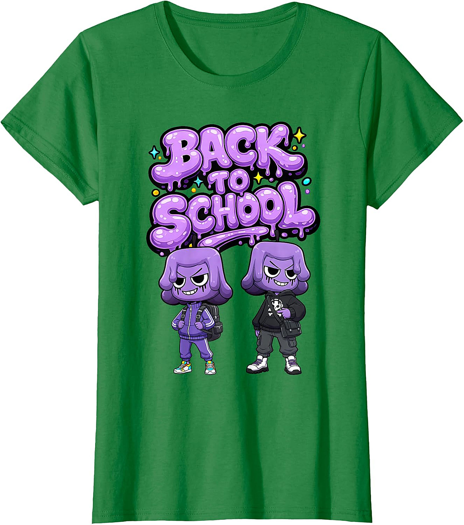 Unique Back To School Graphic T-Shirt - Purple Blob Design