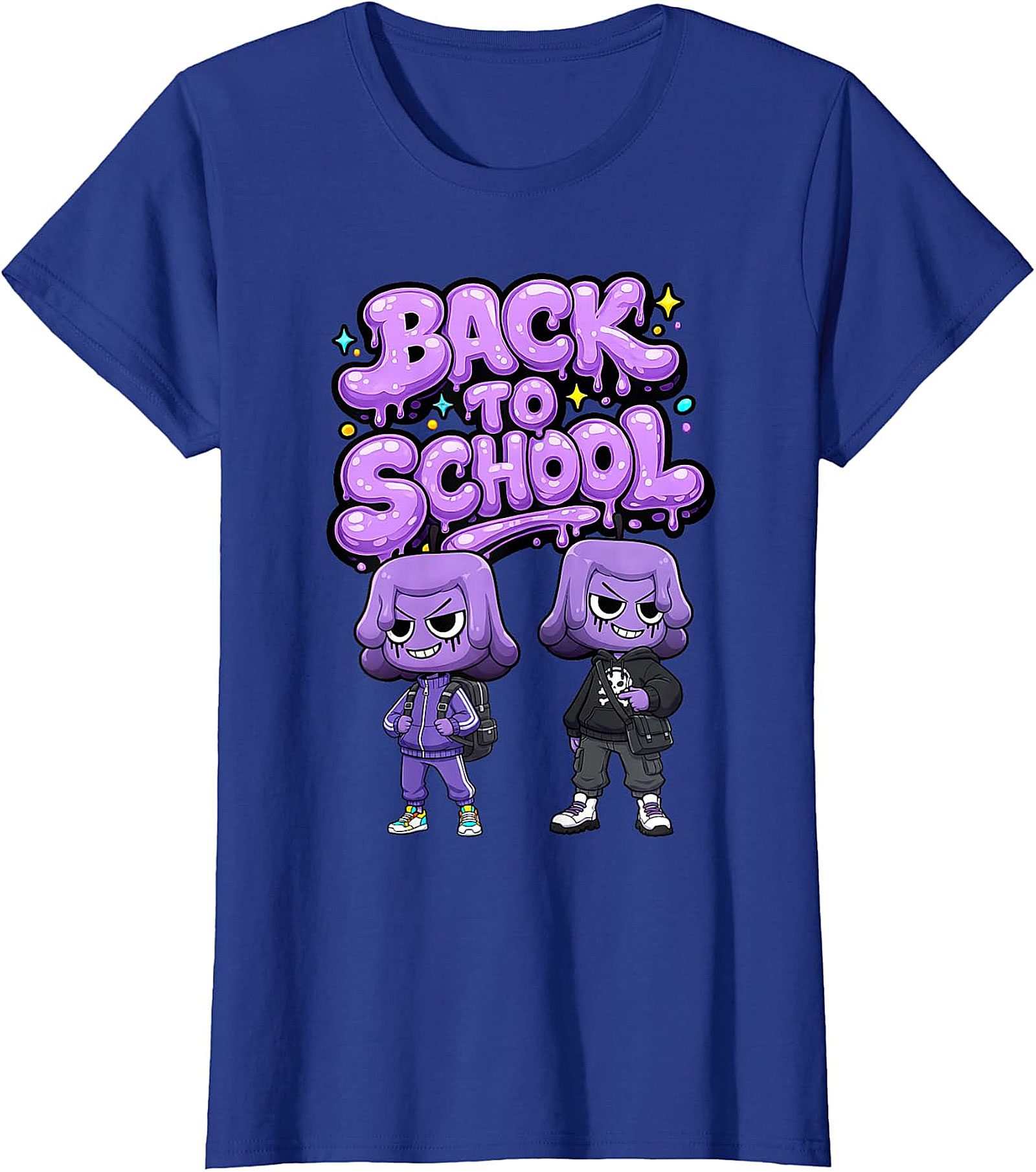 Unique Back To School Graphic T-Shirt - Purple Blob Design