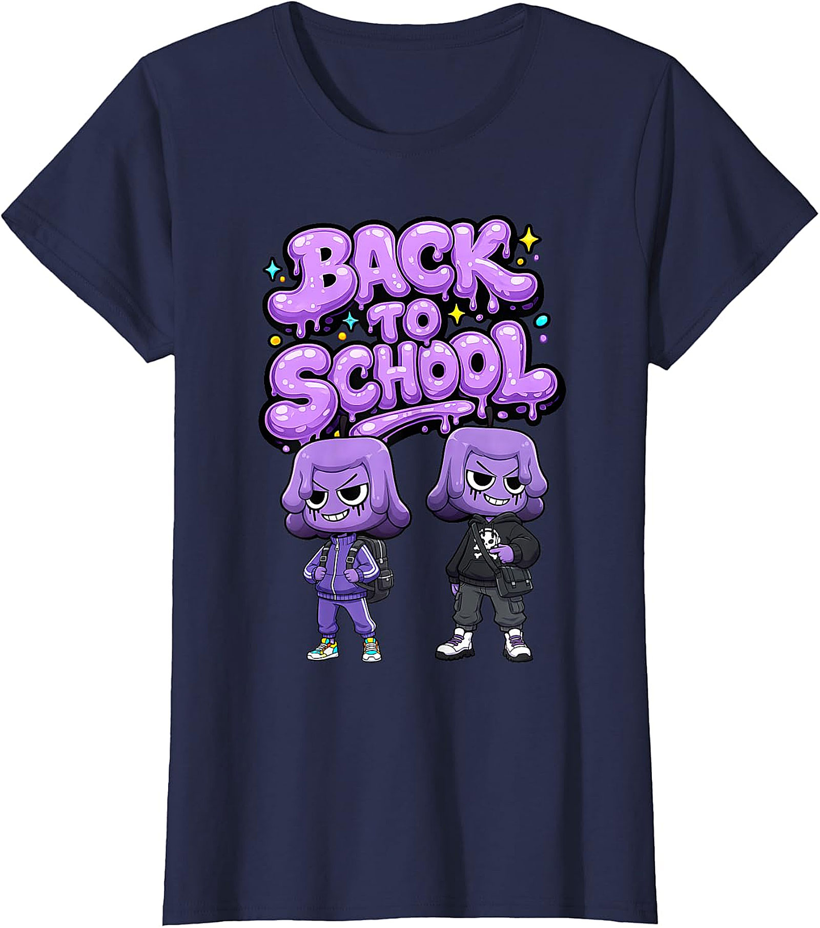 Unique Back To School Graphic T-Shirt - Purple Blob Design