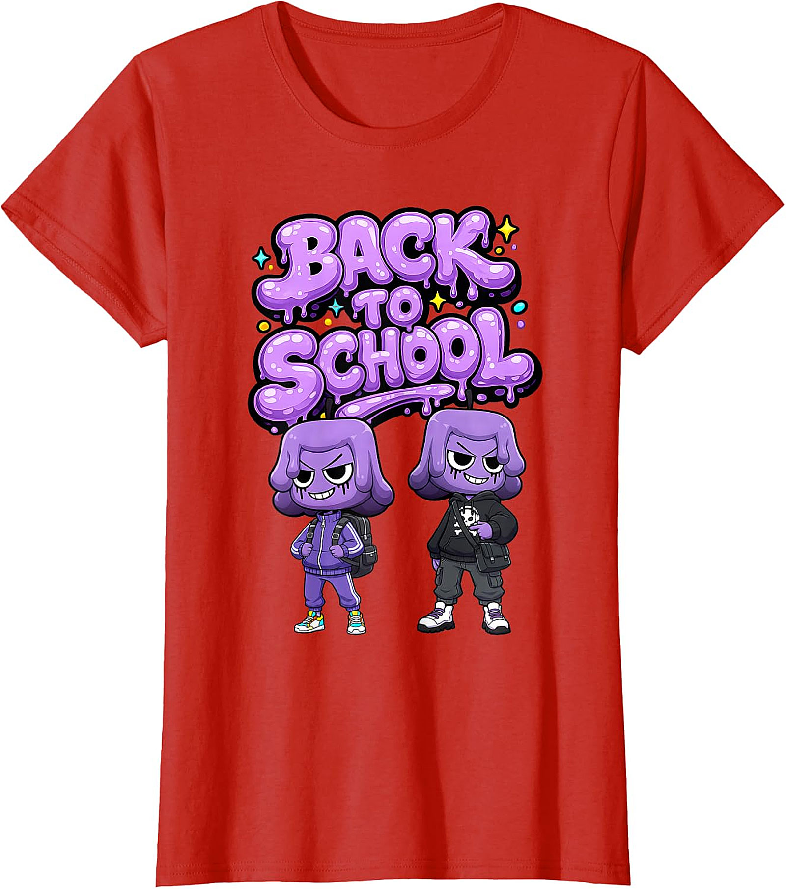 Unique Back To School Graphic T-Shirt - Purple Blob Design