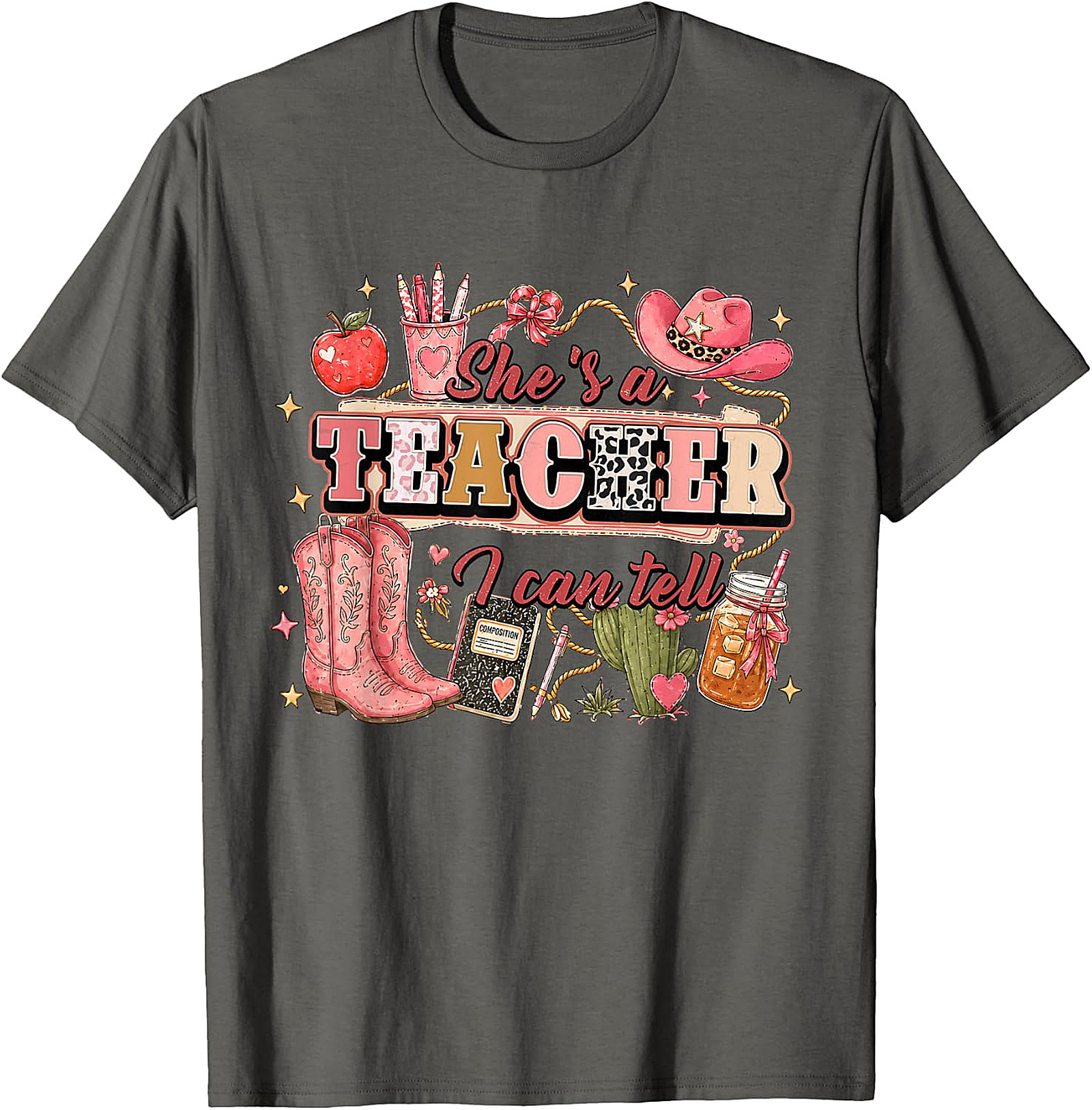 She's a Teacher I Can Tell Tee | Western Pink Leopard Print Shirt