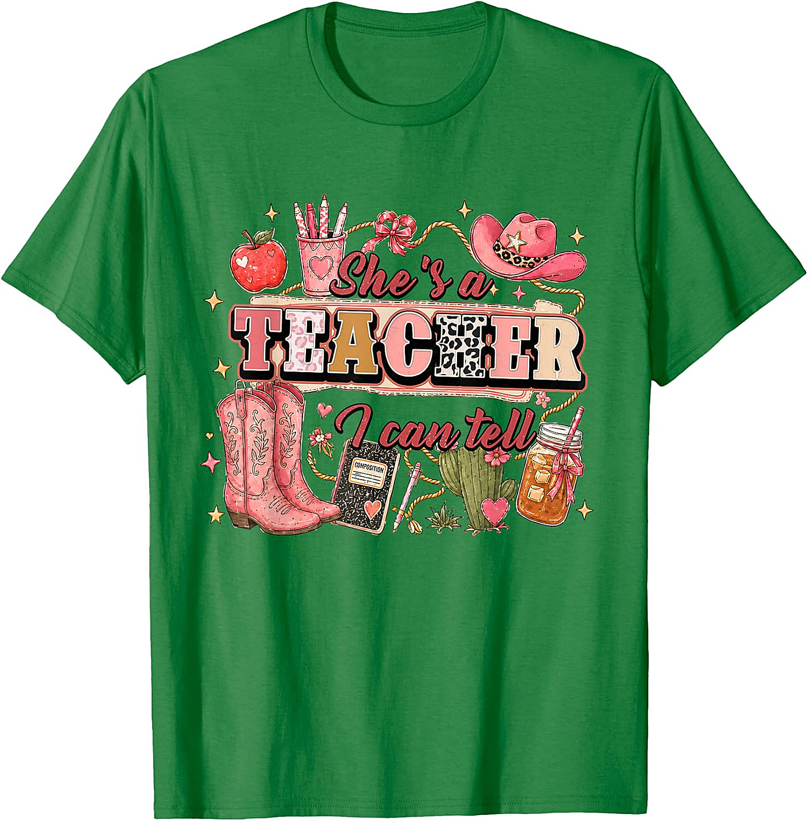She's a Teacher I Can Tell Tee | Western Pink Leopard Print Shirt