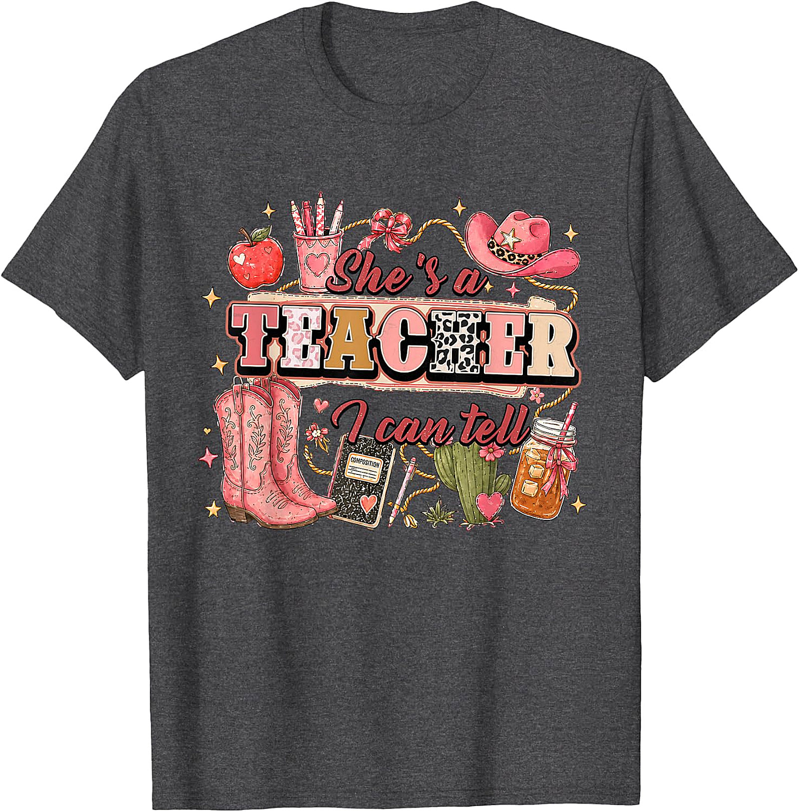 She's a Teacher I Can Tell Tee | Western Pink Leopard Print Shirt