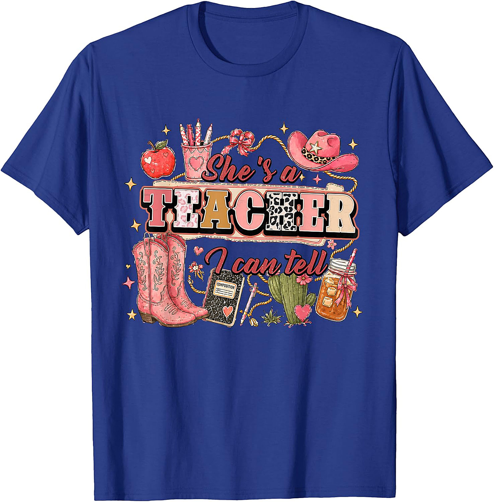 She's a Teacher I Can Tell Tee | Western Pink Leopard Print Shirt
