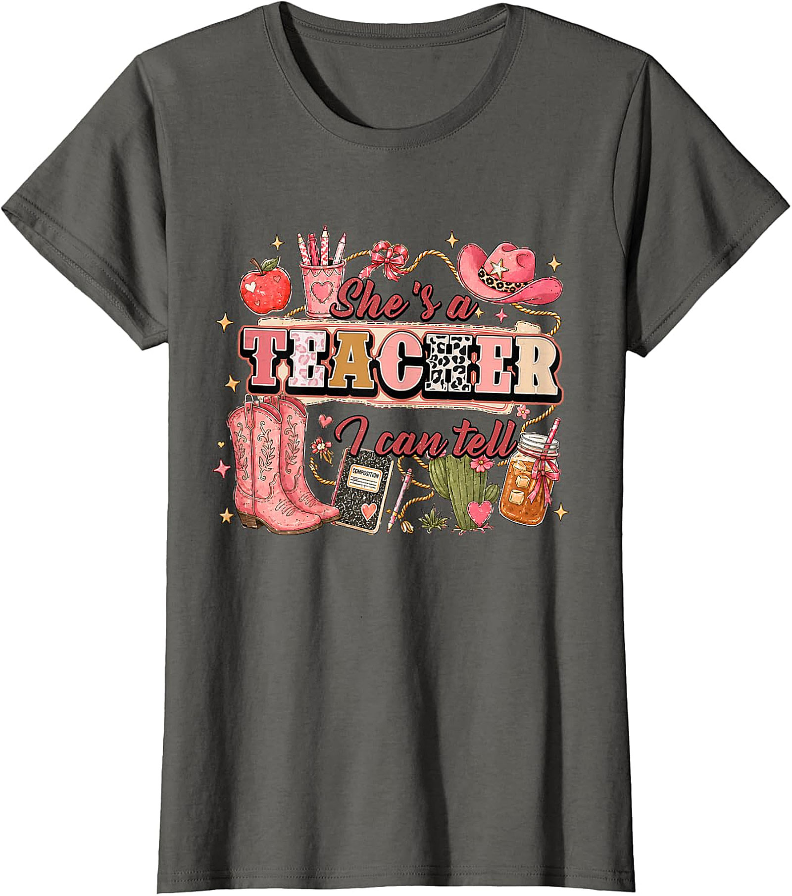 She's a Teacher I Can Tell Tee | Western Pink Leopard Print Shirt