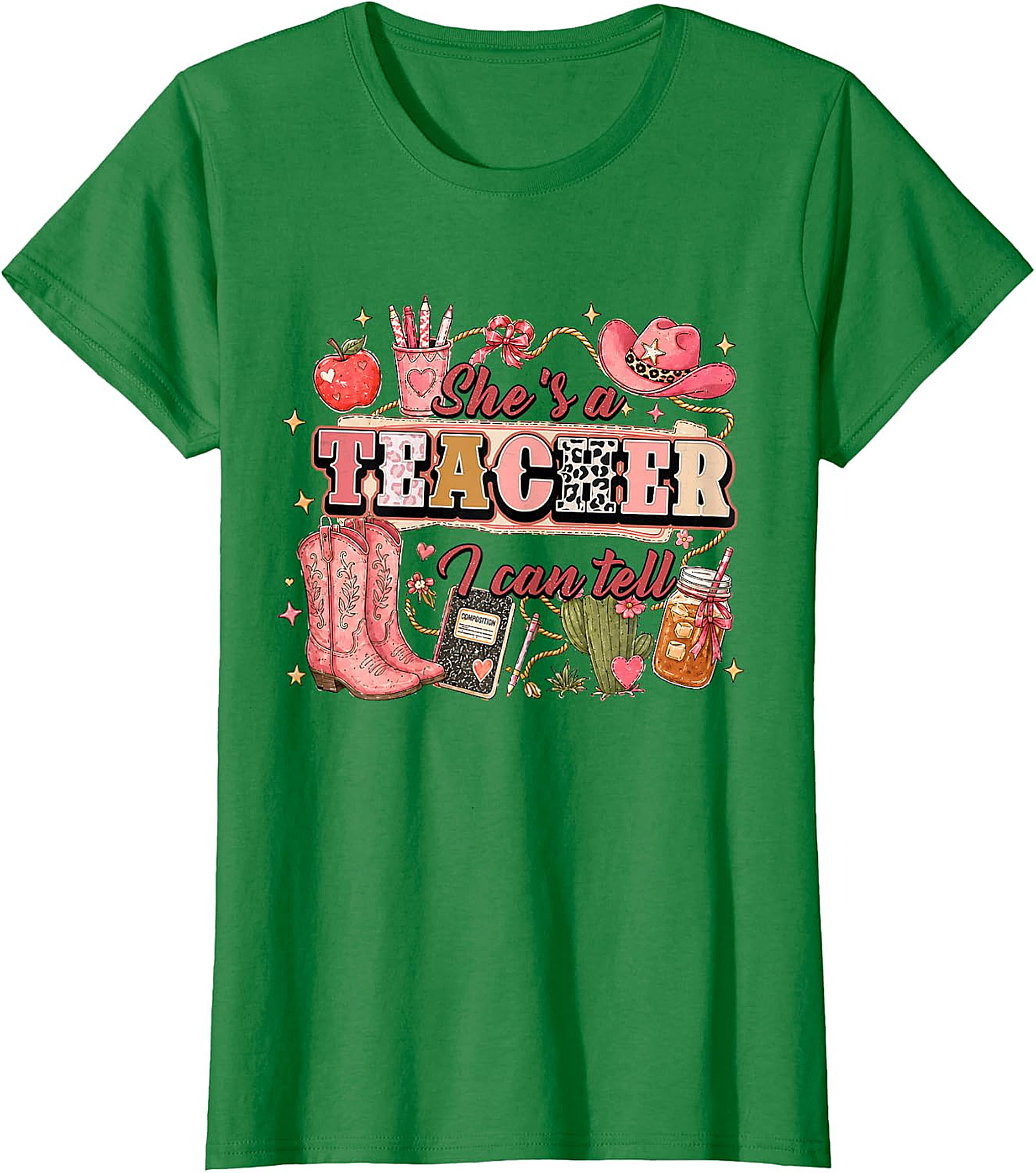 She's a Teacher I Can Tell Tee | Western Pink Leopard Print Shirt