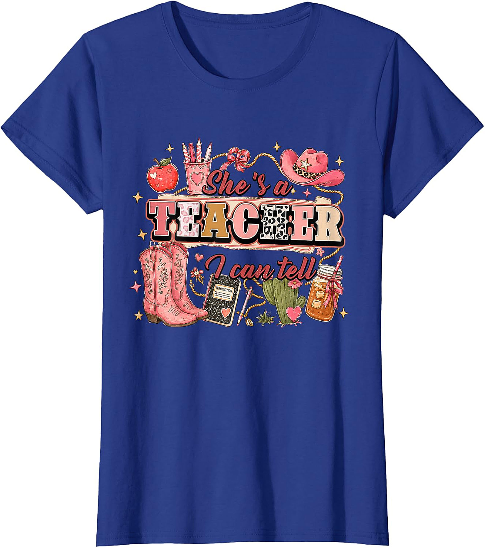 She's a Teacher I Can Tell Tee | Western Pink Leopard Print Shirt