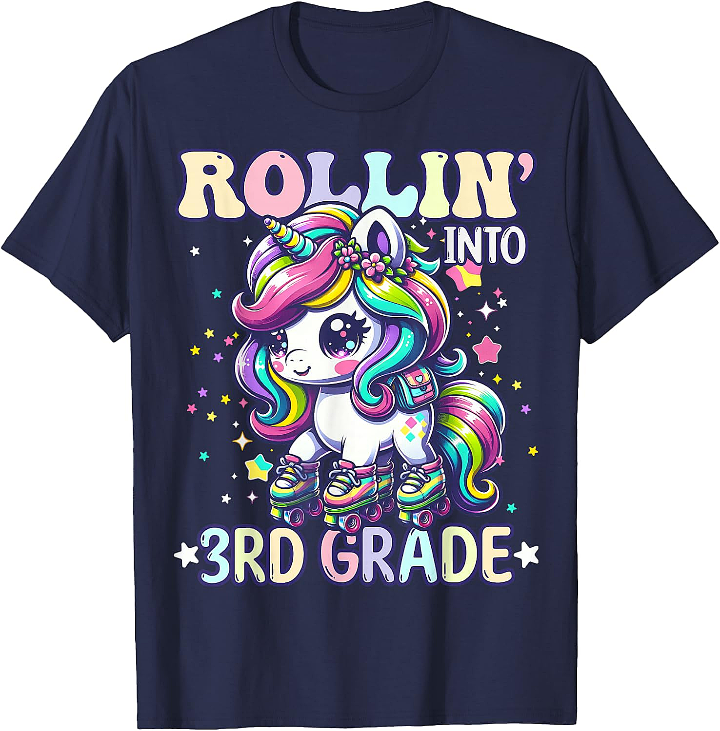 3rd Grade Rollin' Unicorn T-Shirt Back to School Tee