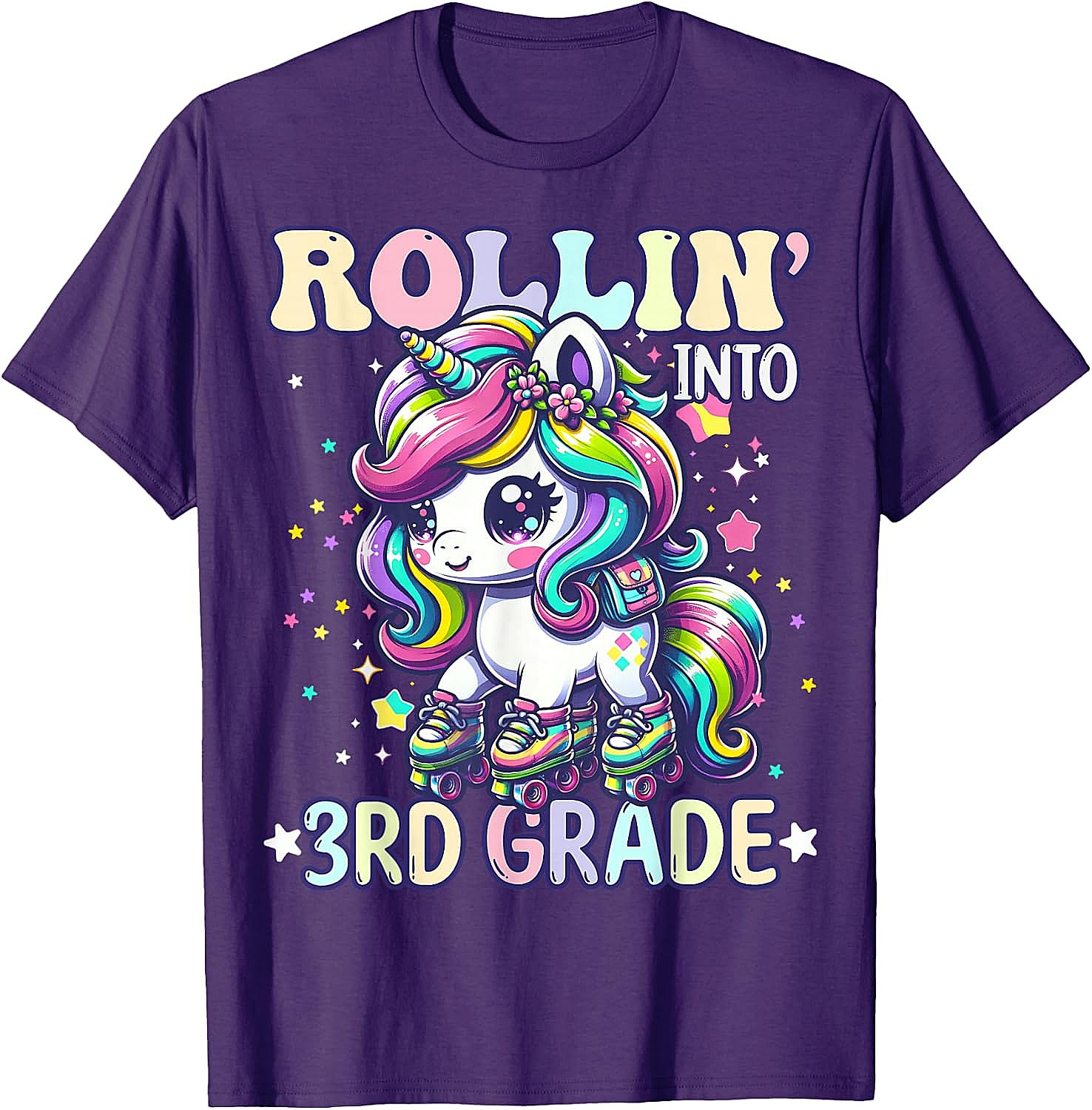 3rd Grade Rollin' Unicorn T-Shirt Back to School Tee