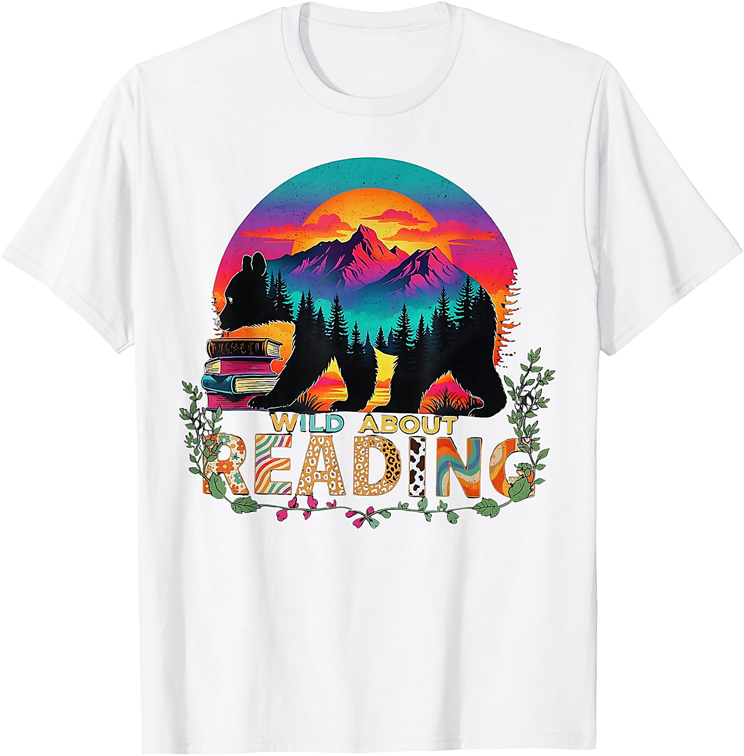 Wild About Reading Bear T-Shirt | Teacher & Book Lover Gift