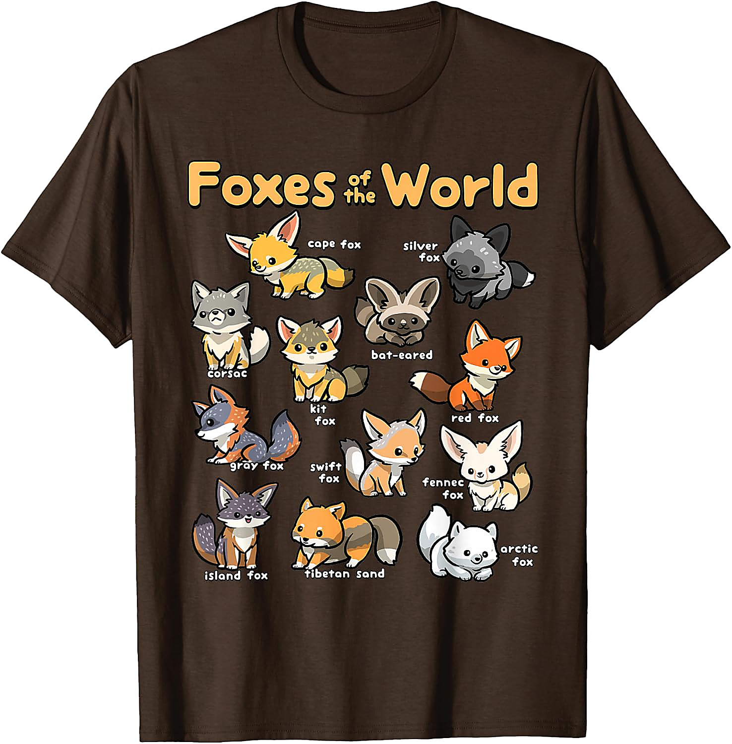 Foxes of the World T-Shirt | Cute Kawaii Fox Graphic Tee