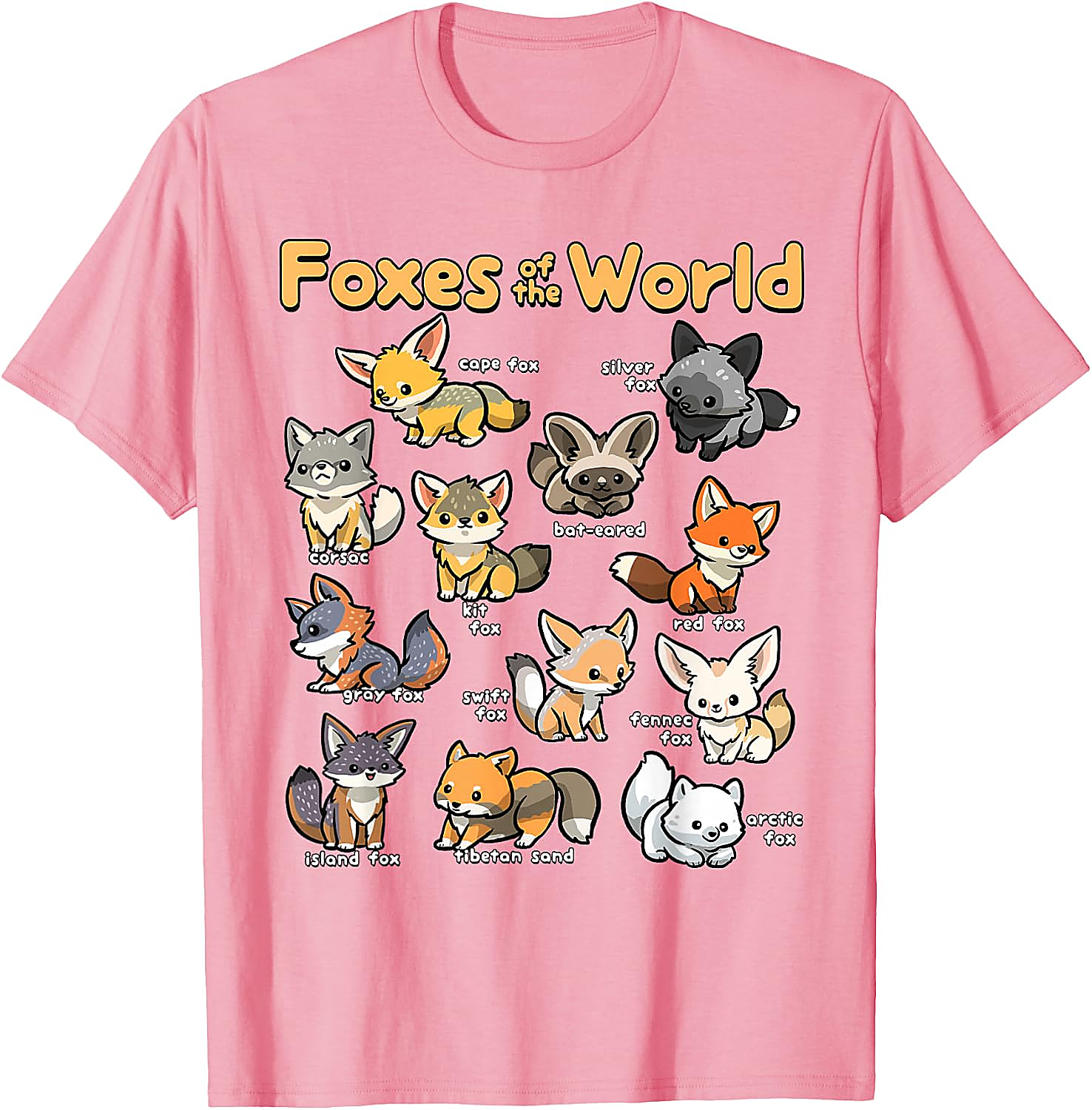 Foxes of the World T-Shirt | Cute Kawaii Fox Graphic Tee