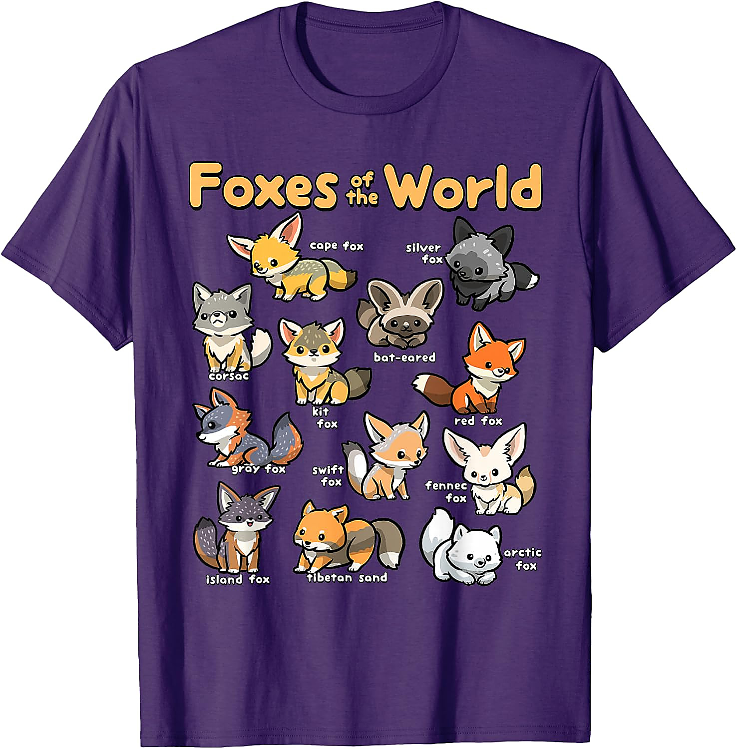 Foxes of the World T-Shirt | Cute Kawaii Fox Graphic Tee