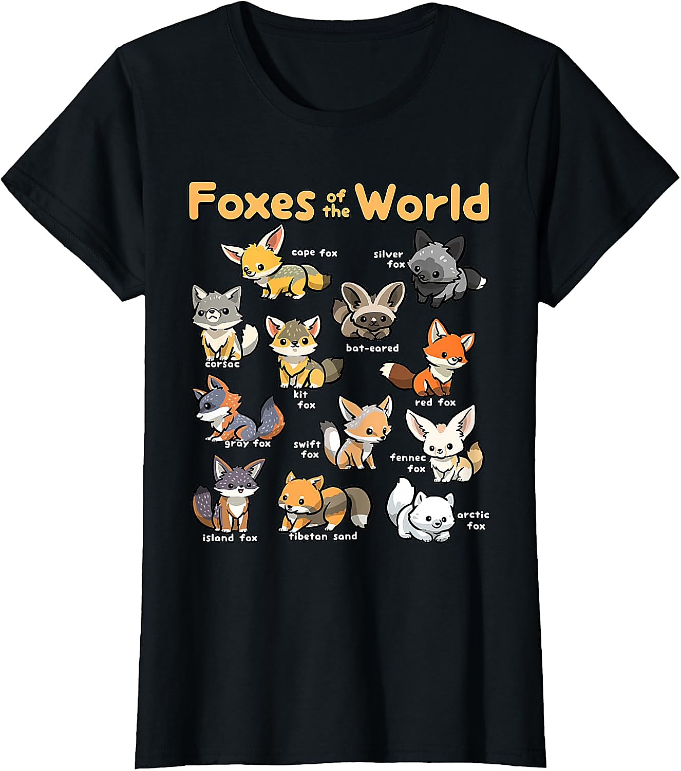 Foxes of the World T-Shirt | Cute Kawaii Fox Graphic Tee