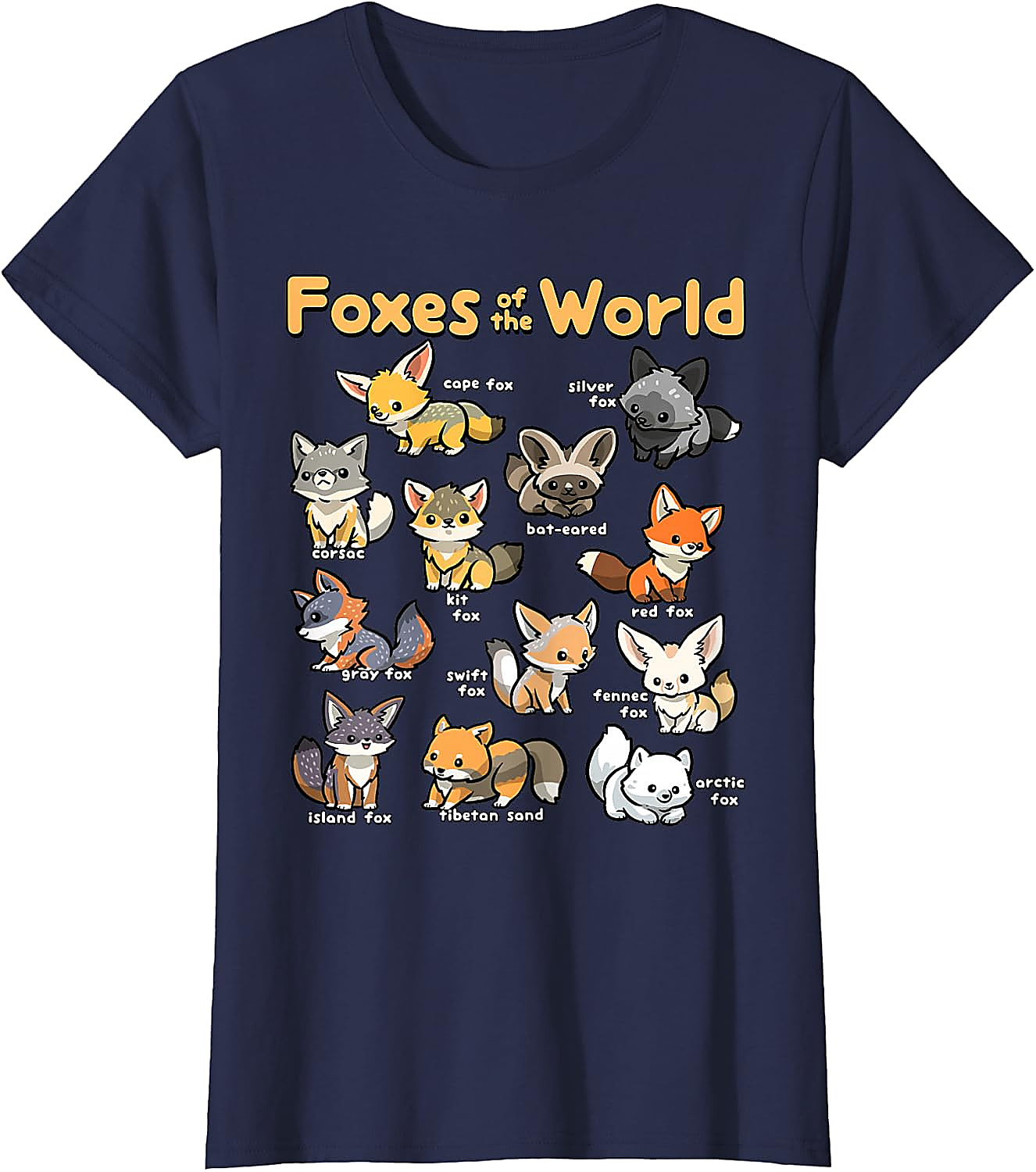 Foxes of the World T-Shirt | Cute Kawaii Fox Graphic Tee