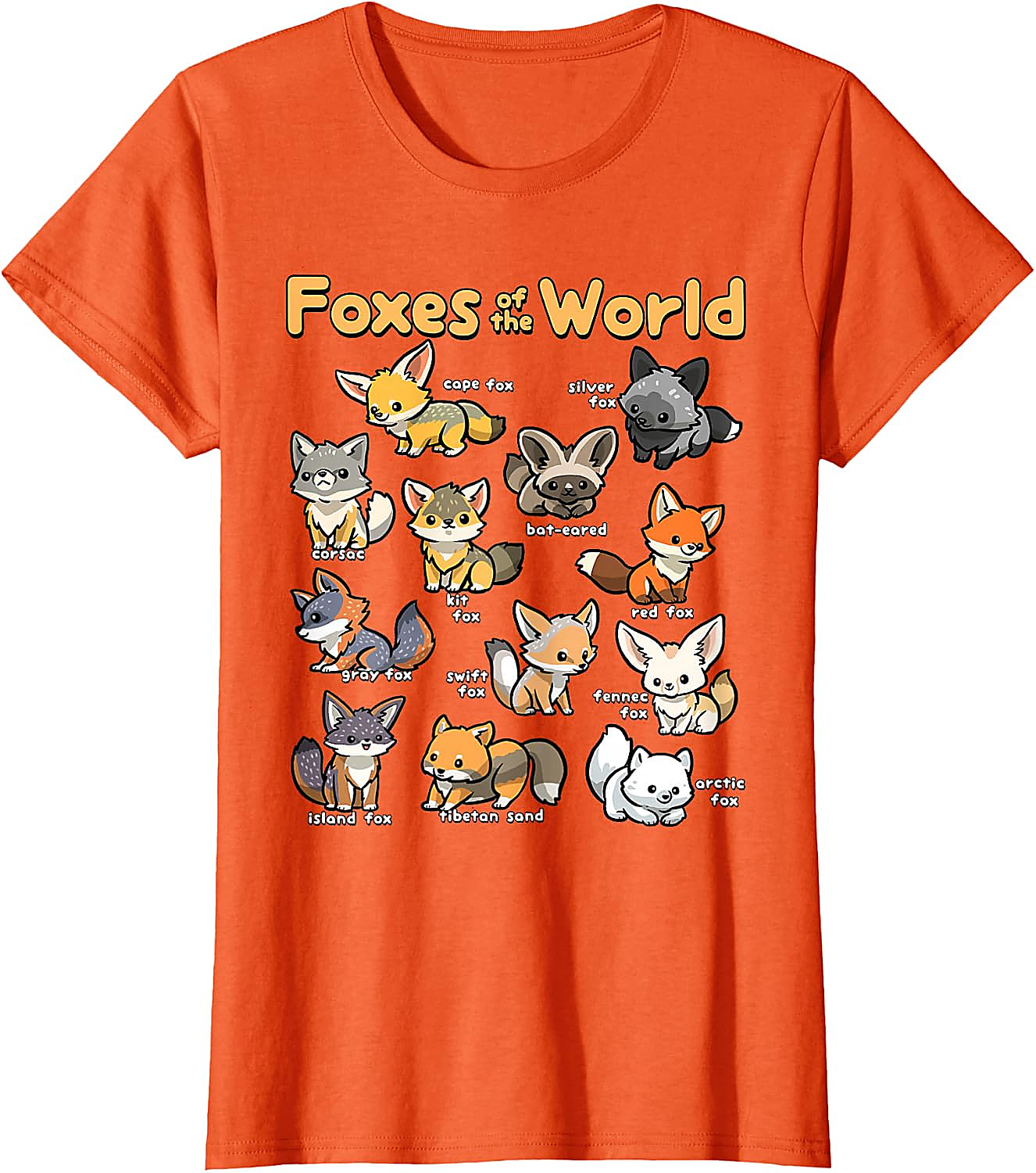 Foxes of the World T-Shirt | Cute Kawaii Fox Graphic Tee