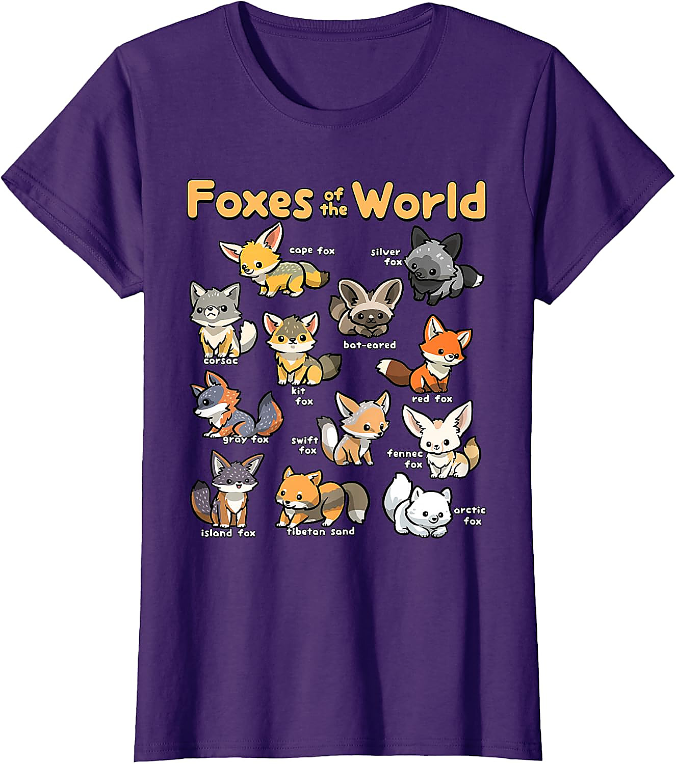 Foxes of the World T-Shirt | Cute Kawaii Fox Graphic Tee