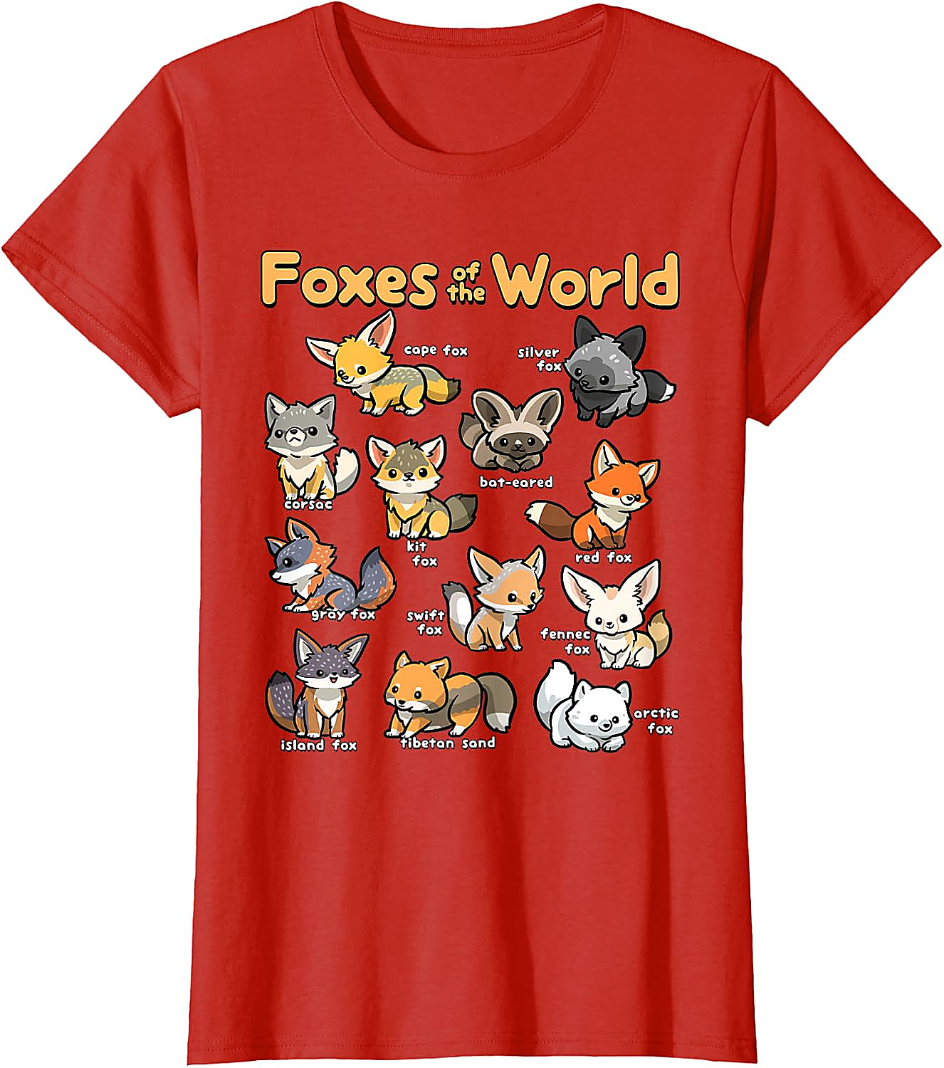 Foxes of the World T-Shirt | Cute Kawaii Fox Graphic Tee