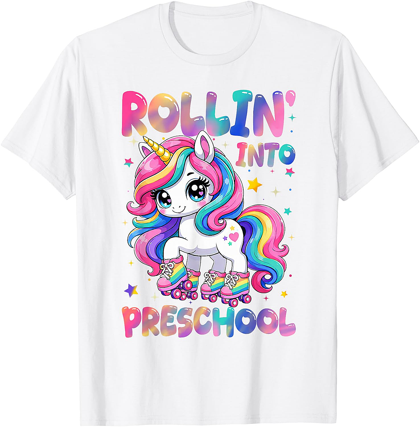 Rolling Into Preschool Unicorn T-Shirt Back to School