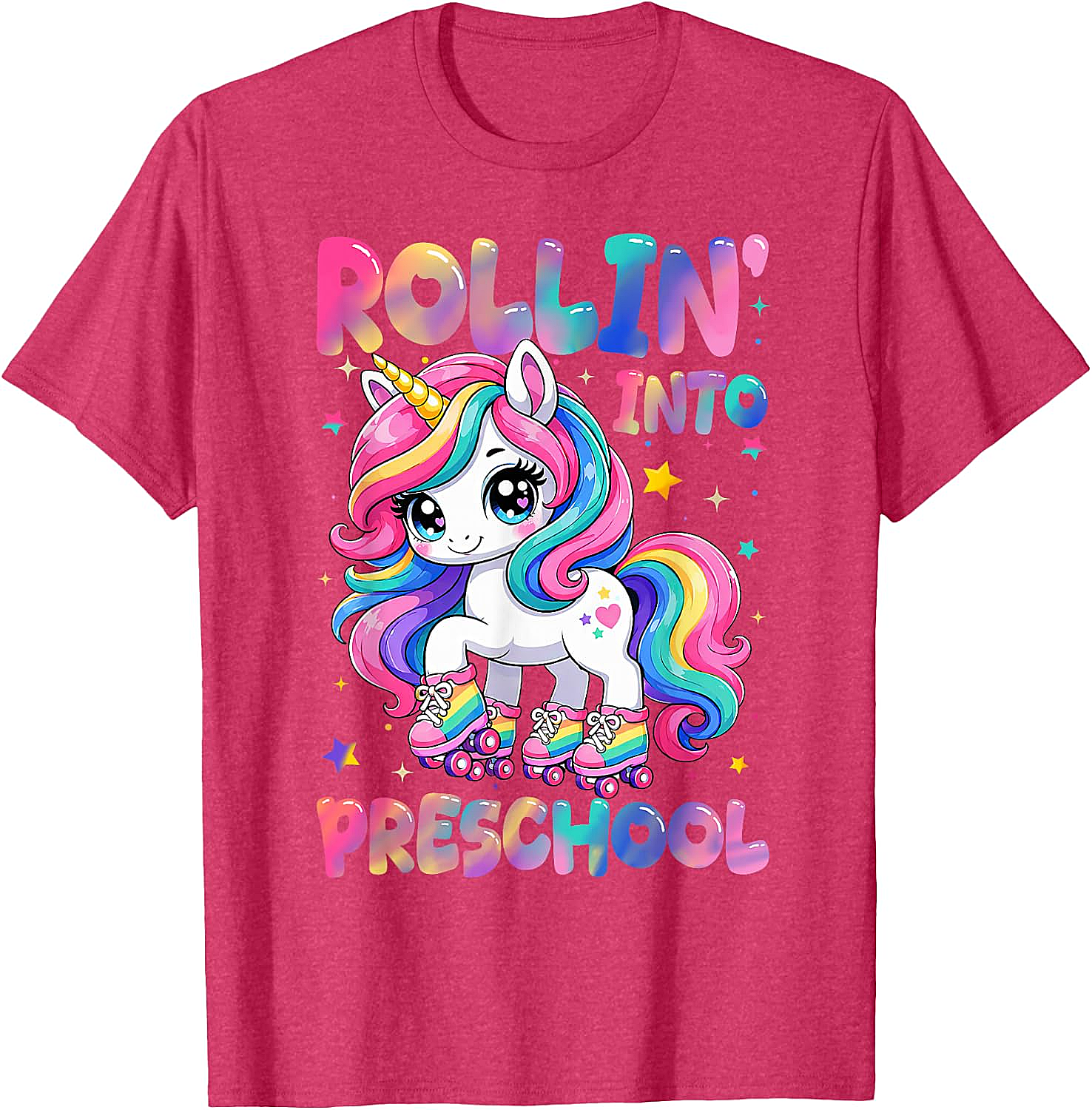  Rolling Into Preschool Unicorn T-Shirt Back to School