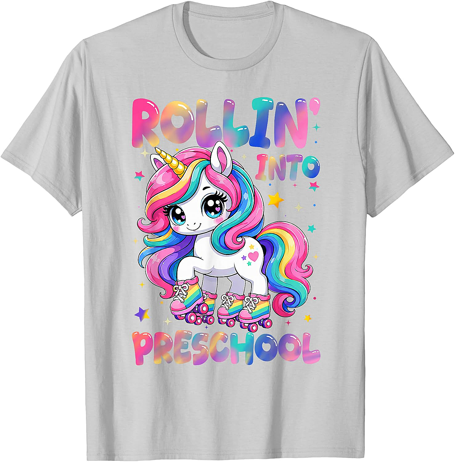  Rolling Into Preschool Unicorn T-Shirt Back to School