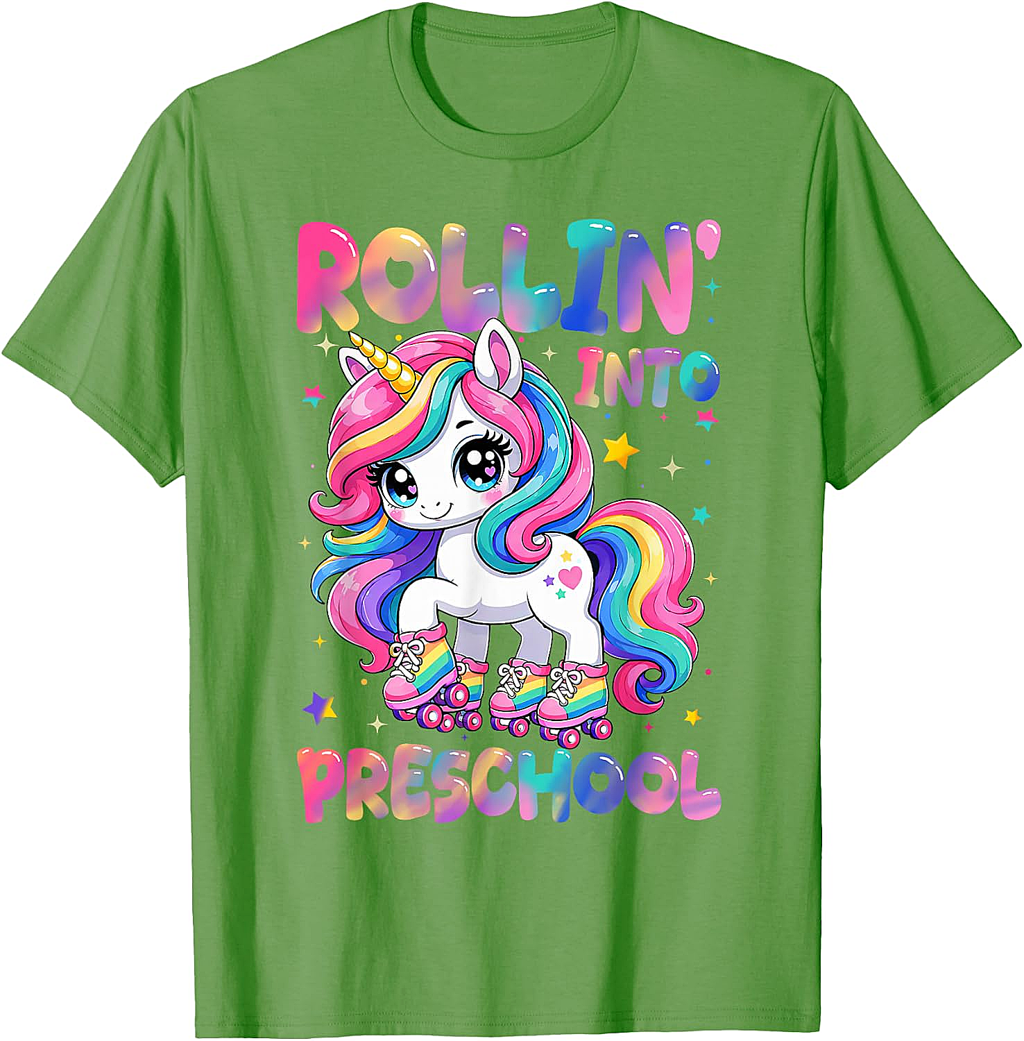  Rolling Into Preschool Unicorn T-Shirt Back to School