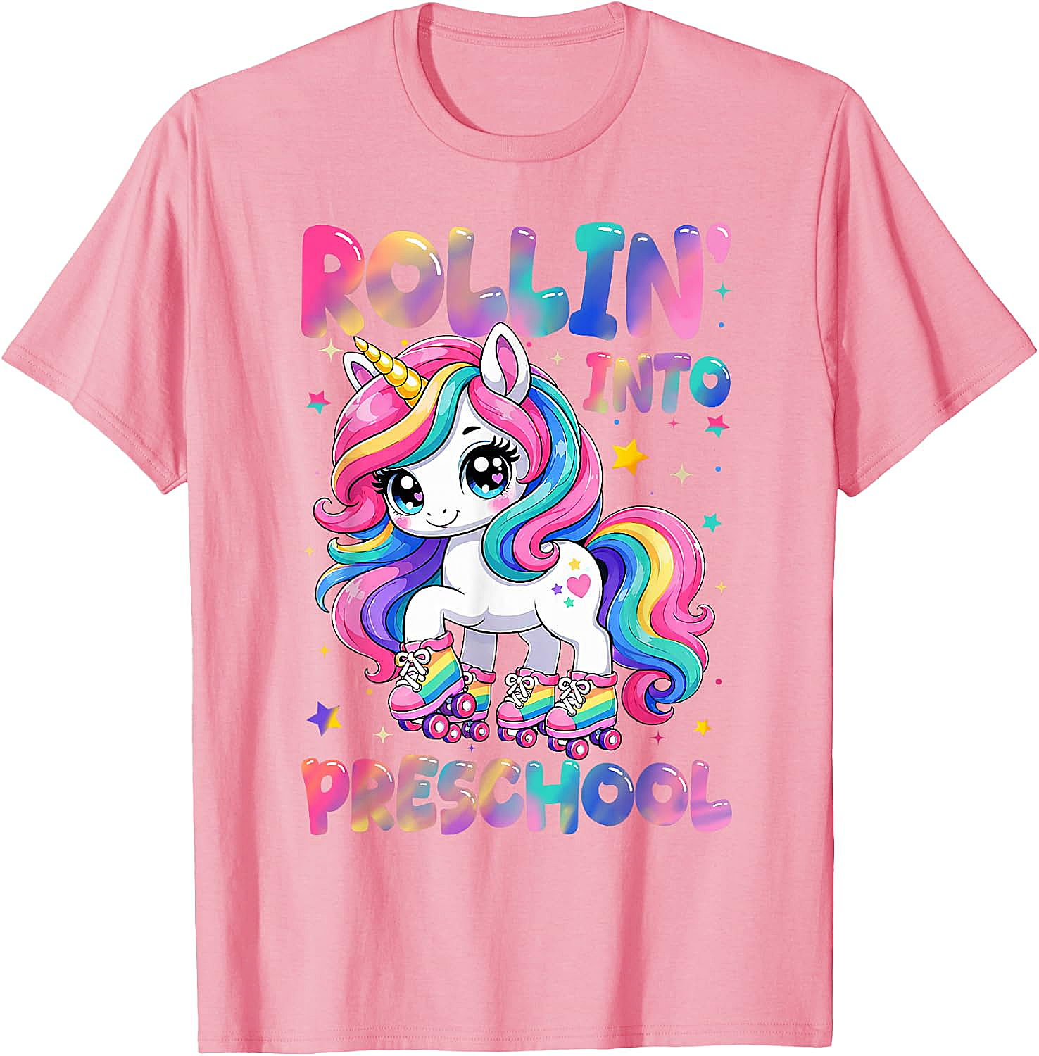  Rolling Into Preschool Unicorn T-Shirt Back to School