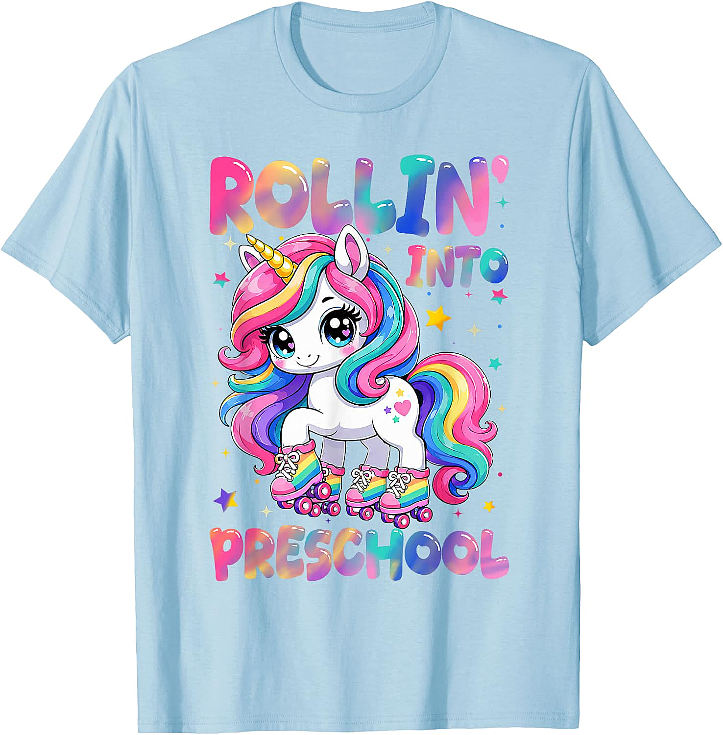  Rolling Into Preschool Unicorn T-Shirt Back to School