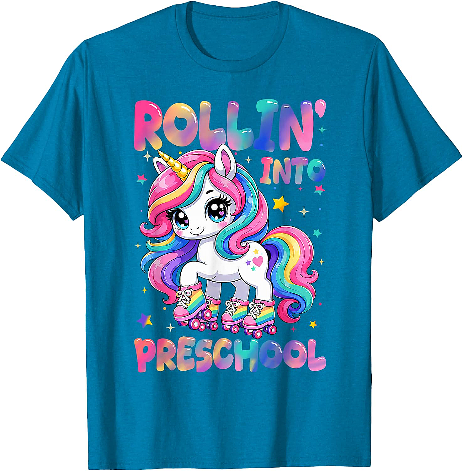  Rolling Into Preschool Unicorn T-Shirt Back to School