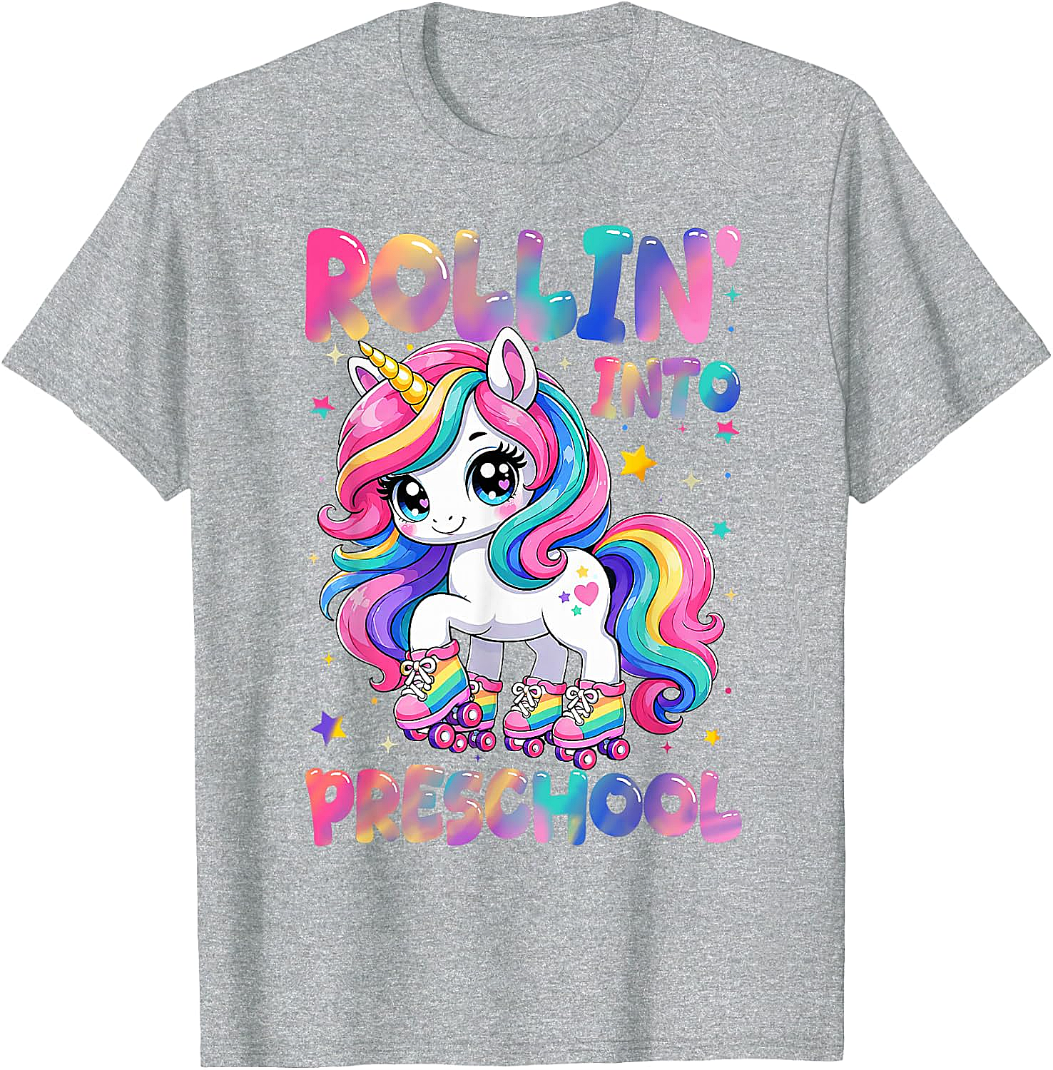  Rolling Into Preschool Unicorn T-Shirt Back to School